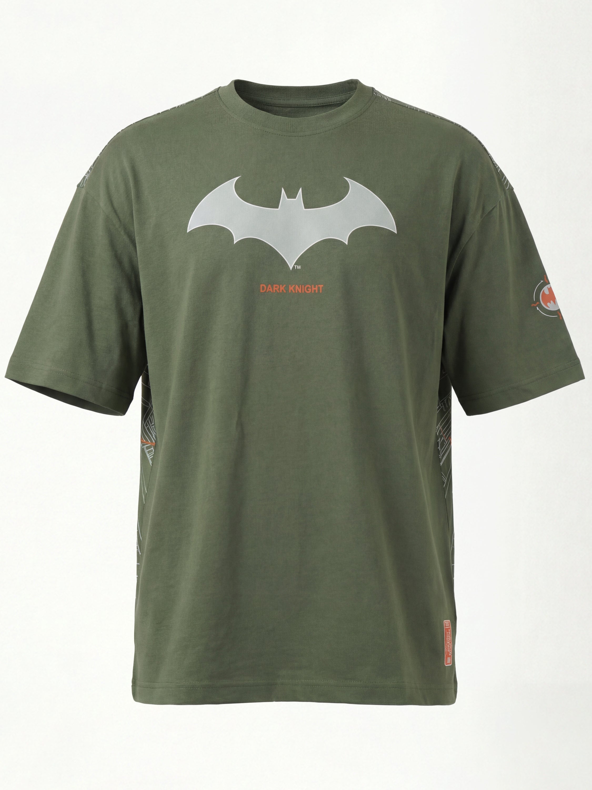 DC By Highlander Men Olive Batman Printed Round Neck Oversized Fit T-Shirt - Olive - Image 8