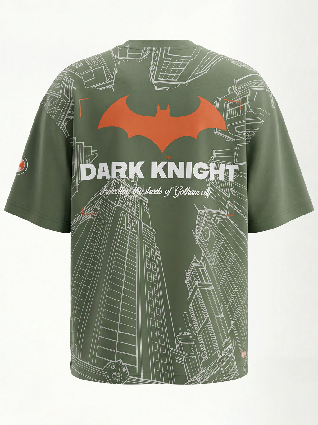 DC By Highlander Men Olive Batman Printed Round Neck Oversized Fit T-Shirt - Olive - Image 9