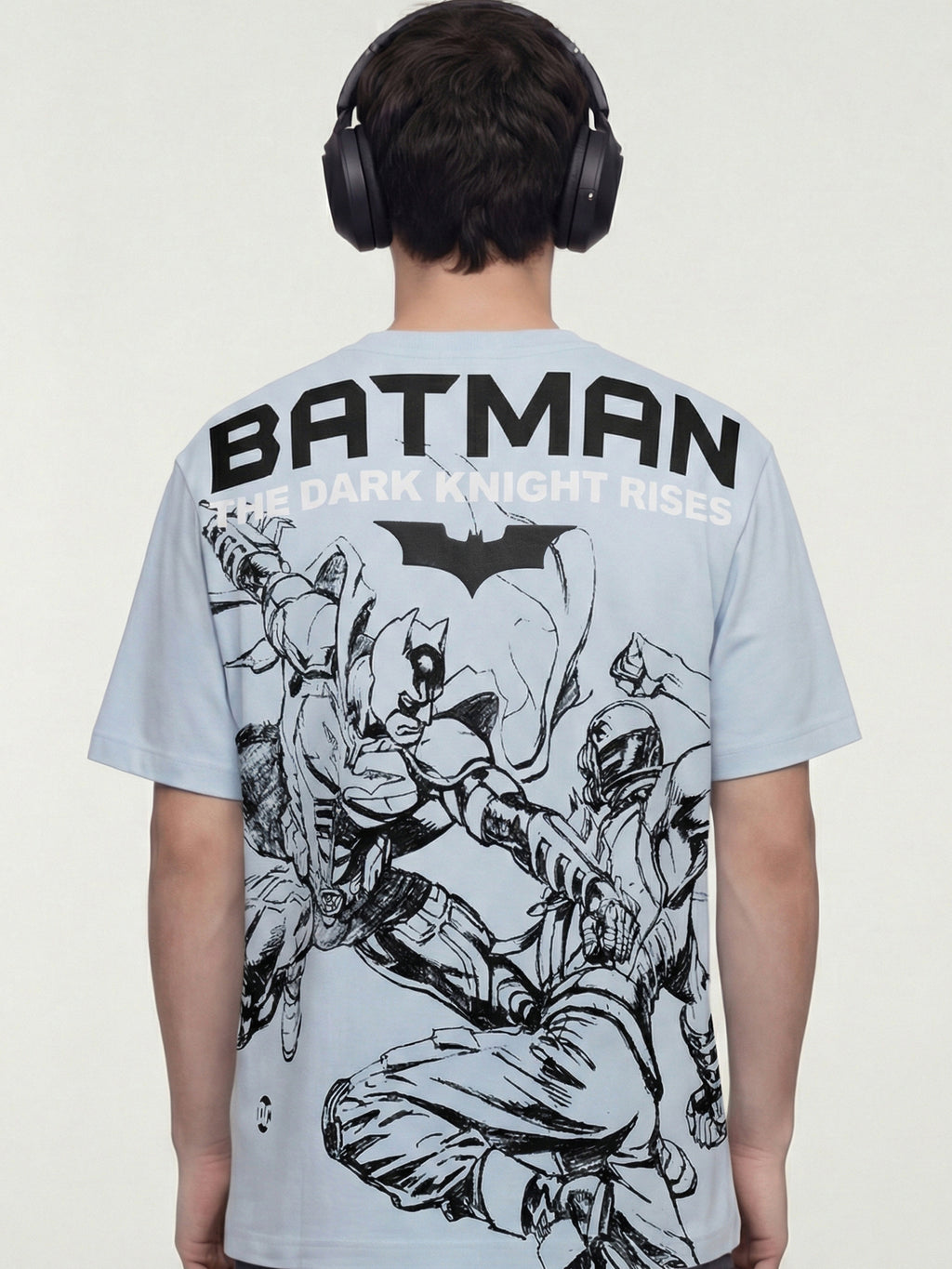 DC By Highlander Men Blue Batman Printed Round Neck Oversized Fit T-Shirt - Blue - Image 3