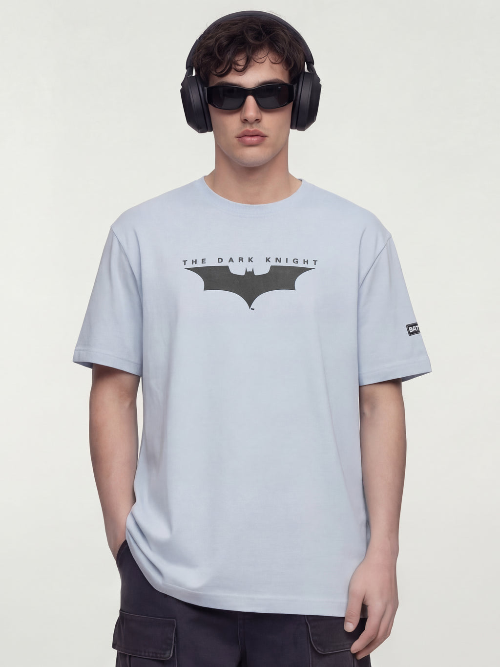 DC By Highlander Men Blue Batman Printed Round Neck Oversized Fit T-Shirt - Blue - Image 5