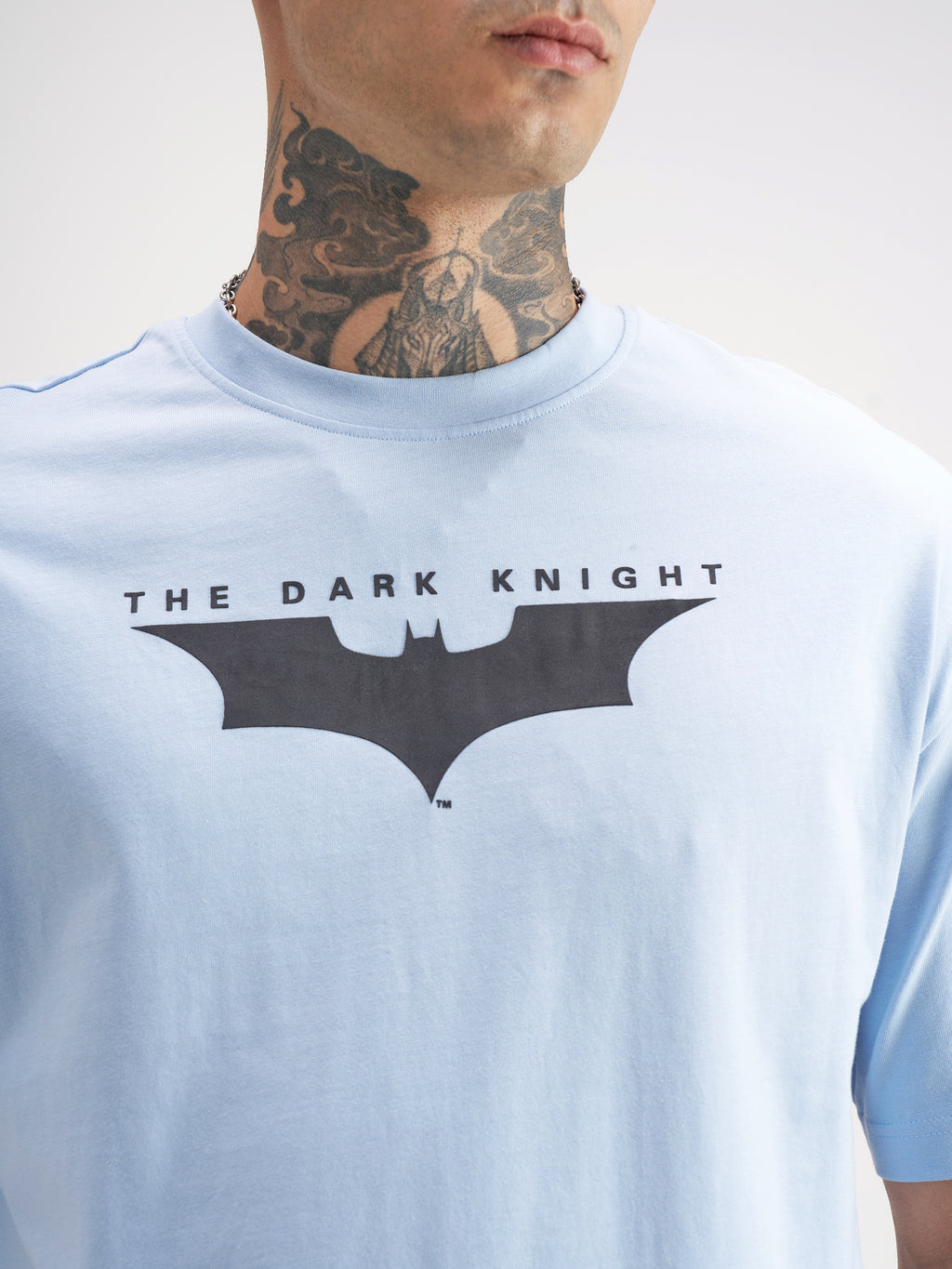 DC By Highlander Men Blue Batman Printed Round Neck Oversized Fit T-Shirt - Blue - Image 7