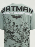 DC By Highlander Men Green Batman Printed Round Neck Oversized Fit T-Shirt - Green - Image 1