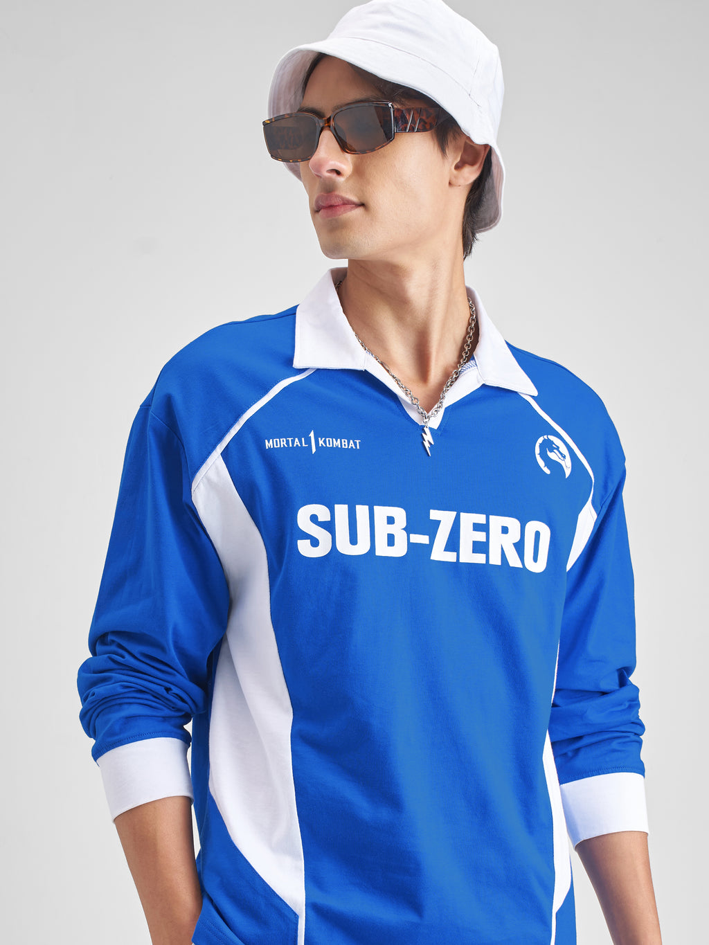 WB By Highlander Men Blue Mortal Kombat Printed Polo Collar T-Shirt - Blue - Image 1