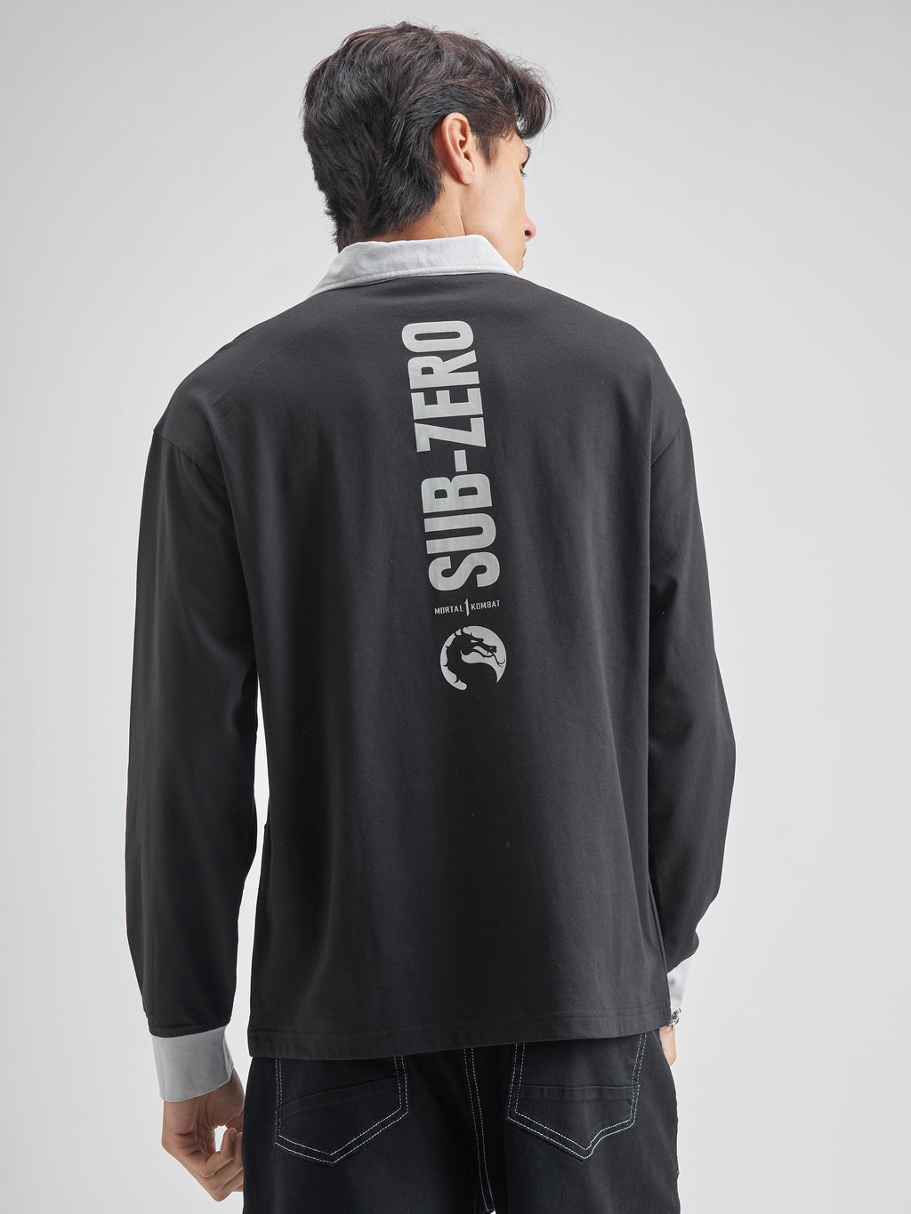 WB By Highlander Men Black Mortal Kombat Printed Polo Collar T-Shirt - Black - Image 3