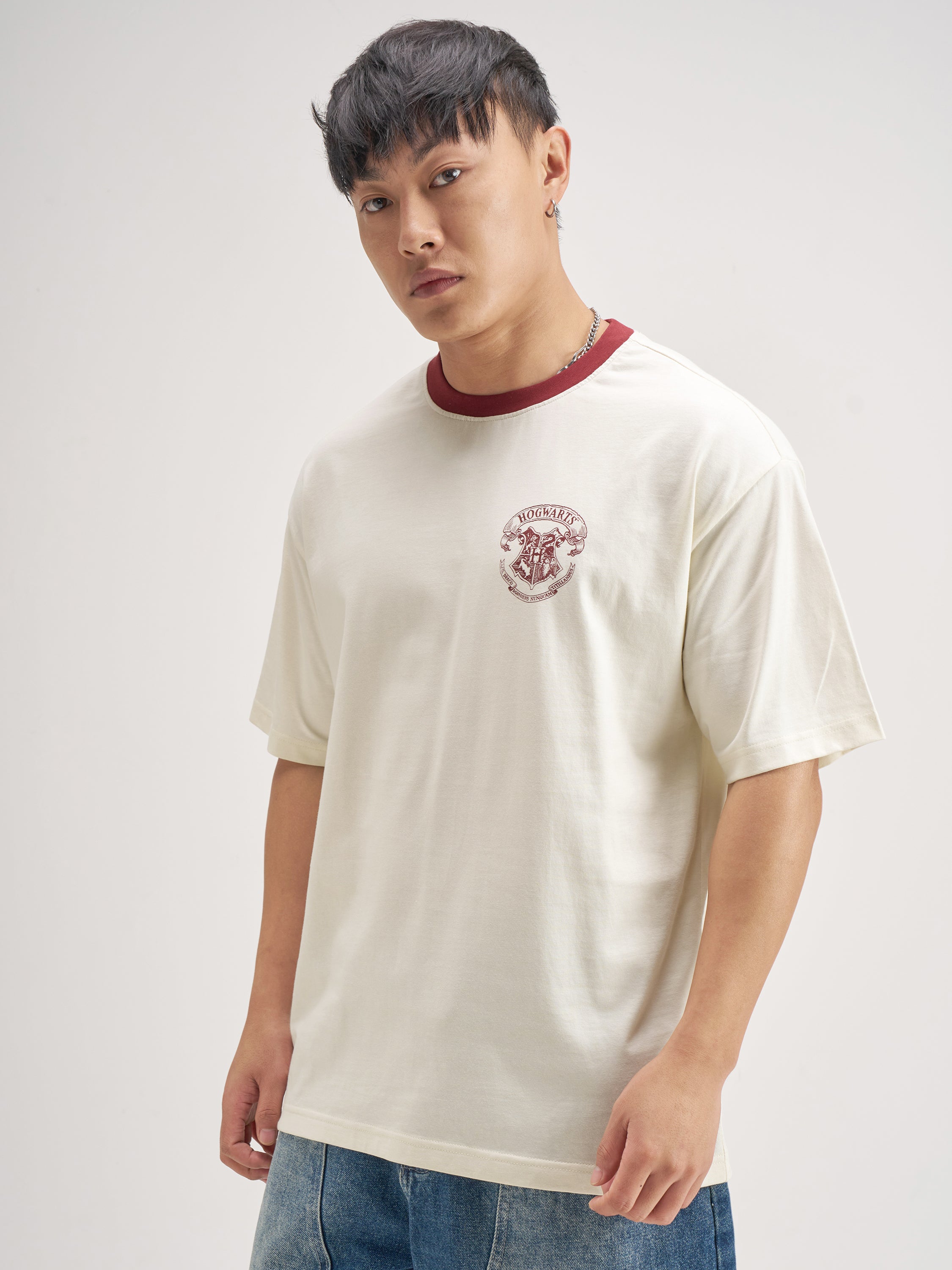 WB By Highlander Men Off White Harry Potter Printed Round Neck T-Shirt - Off White - Image 4
