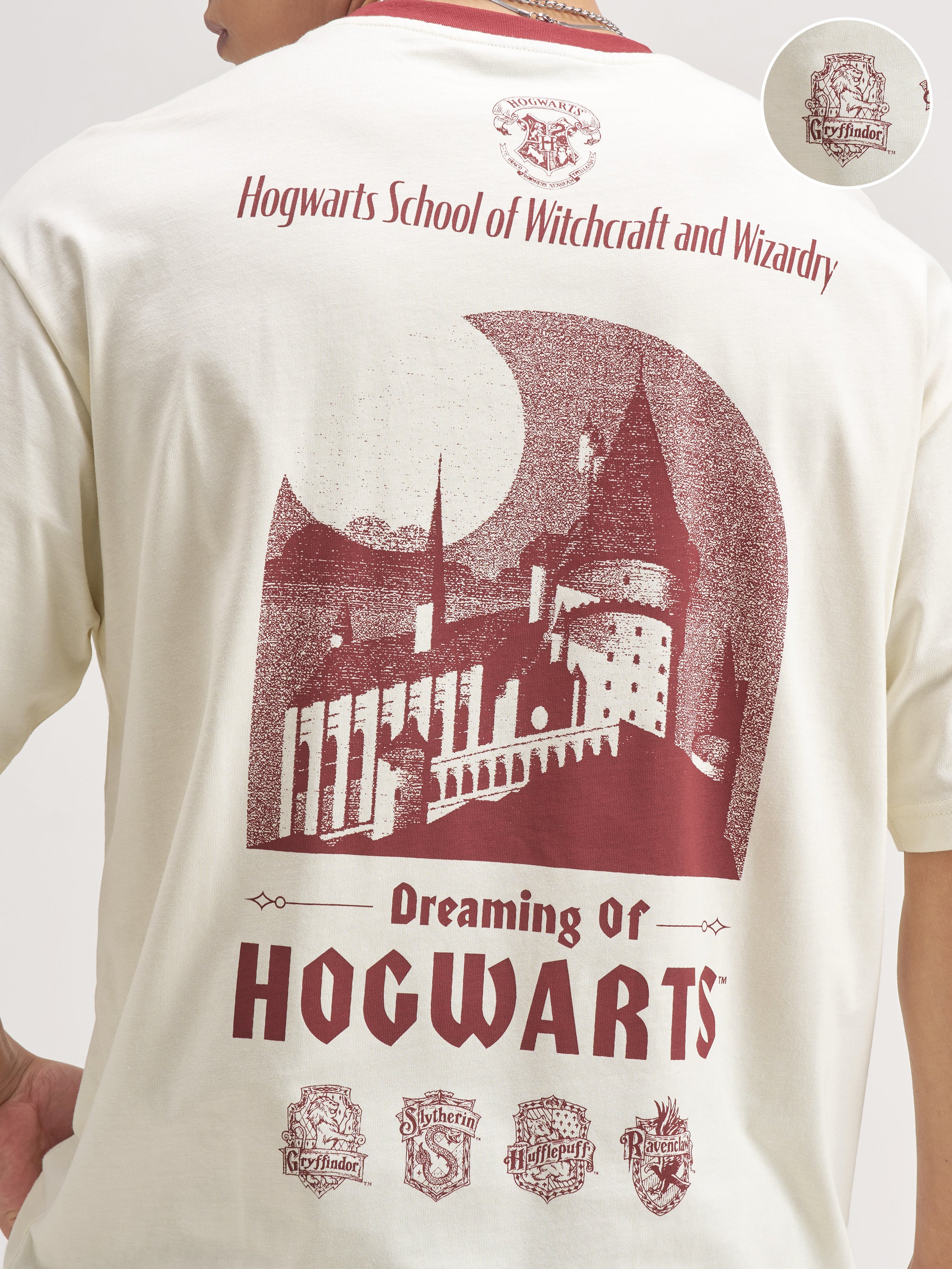 WB By Highlander Men Off White Harry Potter Printed Round Neck T-Shirt - Off White - Image 5