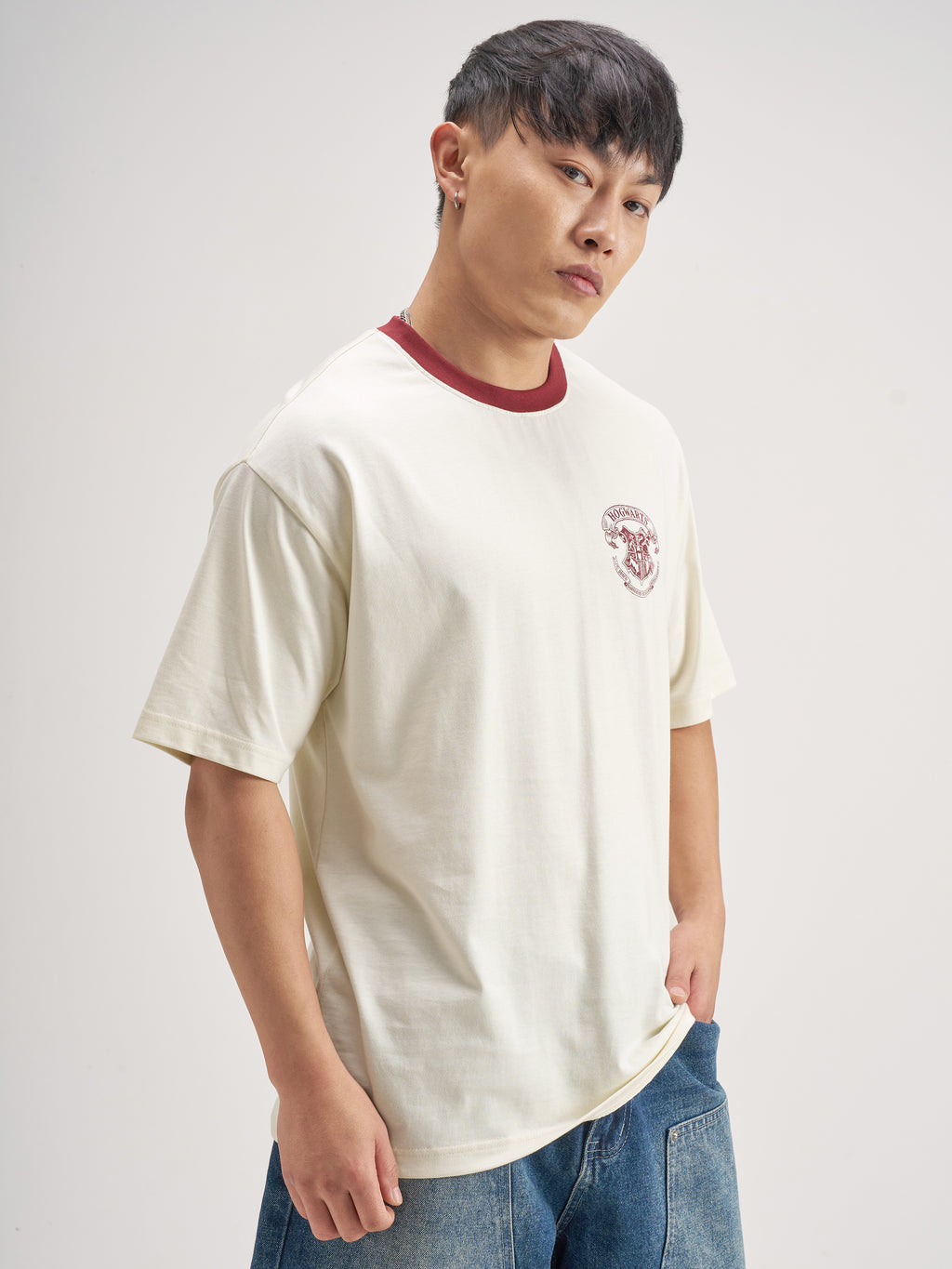 WB By Highlander Men Off White Harry Potter Printed Round Neck T-Shirt - Off White - Image 6