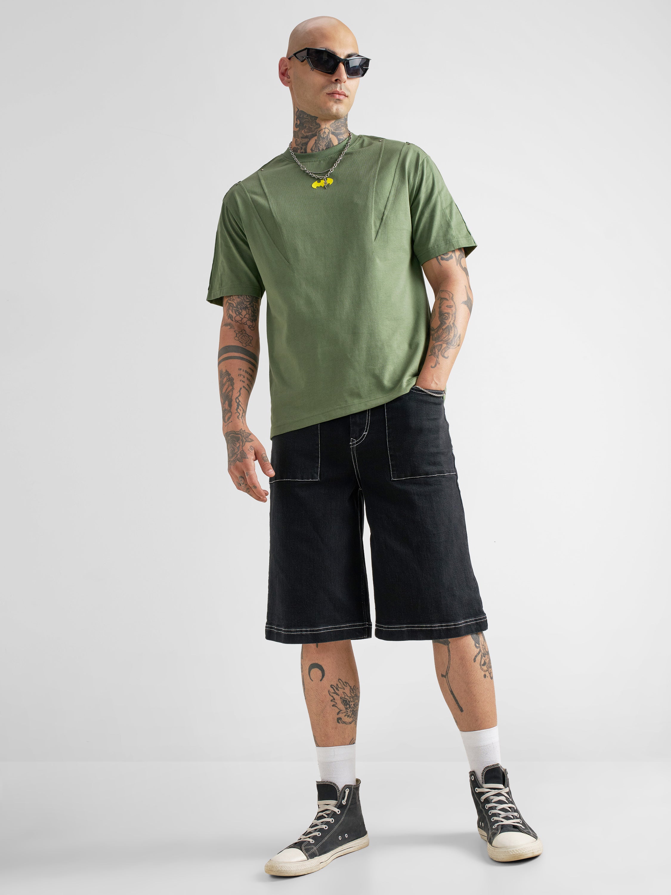 Dc By Highlander Men Olive Printed Round Neck T-Shirt - Olive - Image 2
