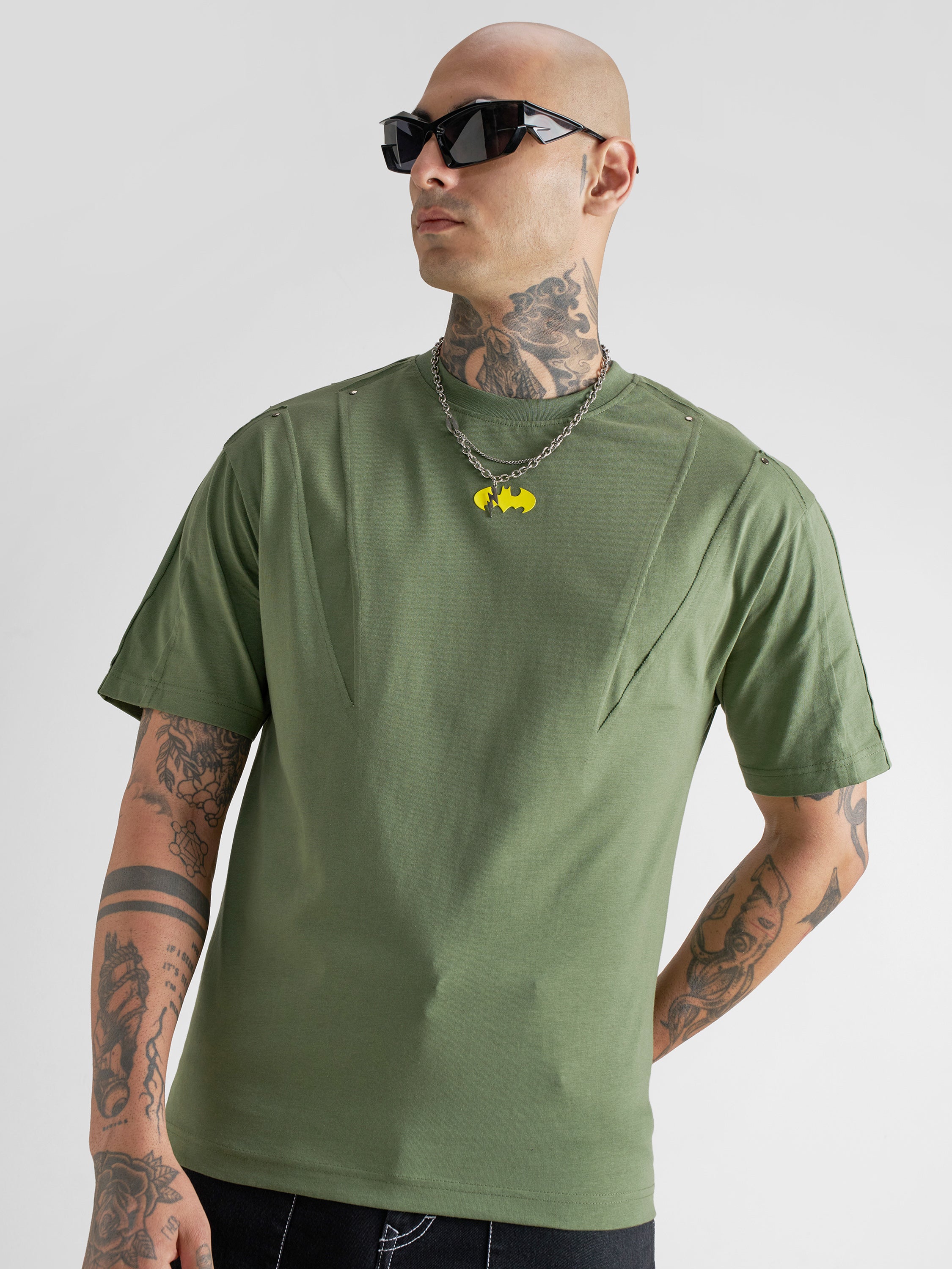 Dc By Highlander Men Olive Printed Round Neck T-Shirt - Olive - Image 3