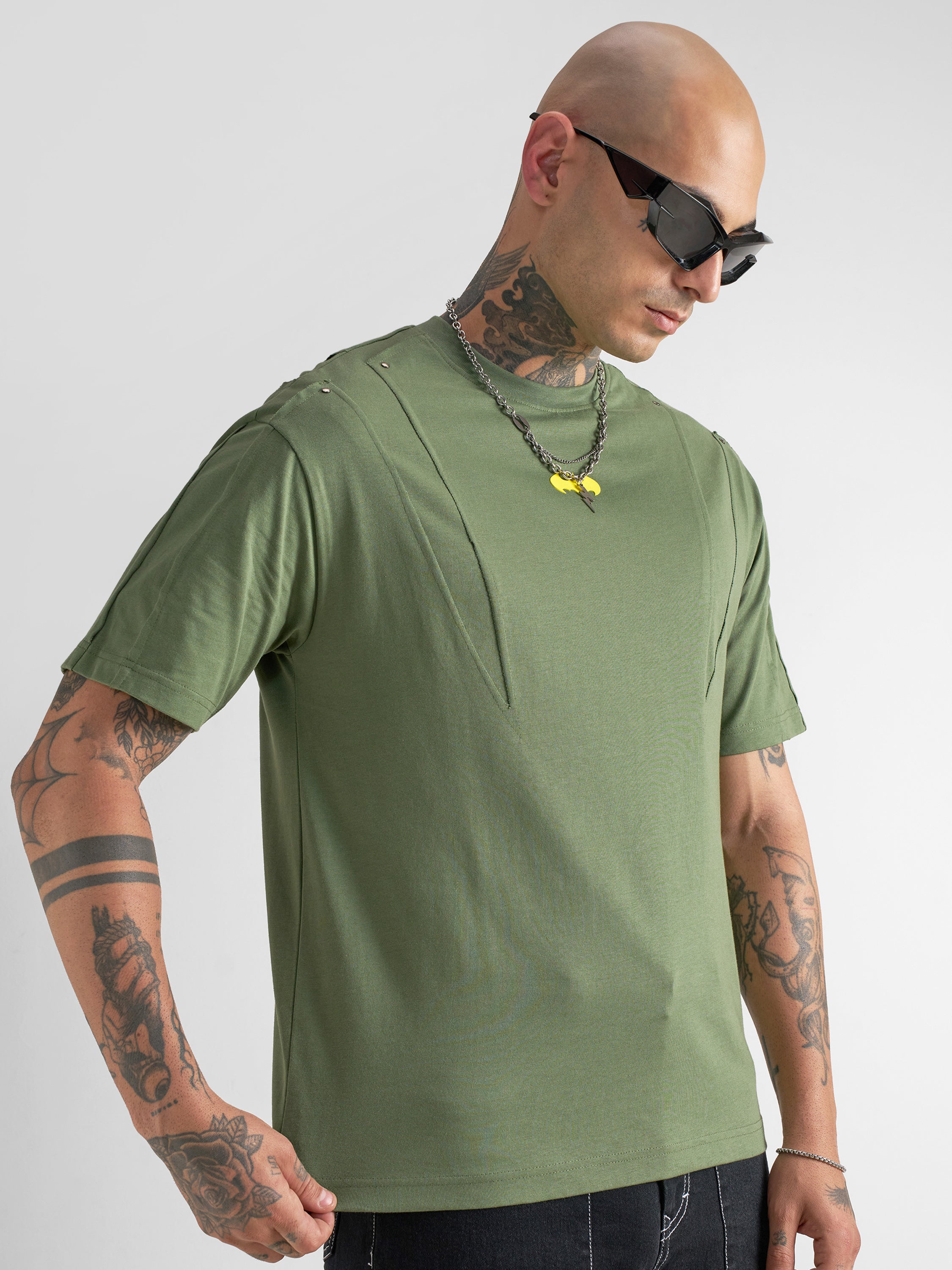 Dc By Highlander Men Olive Printed Round Neck T-Shirt - Olive - Image 6