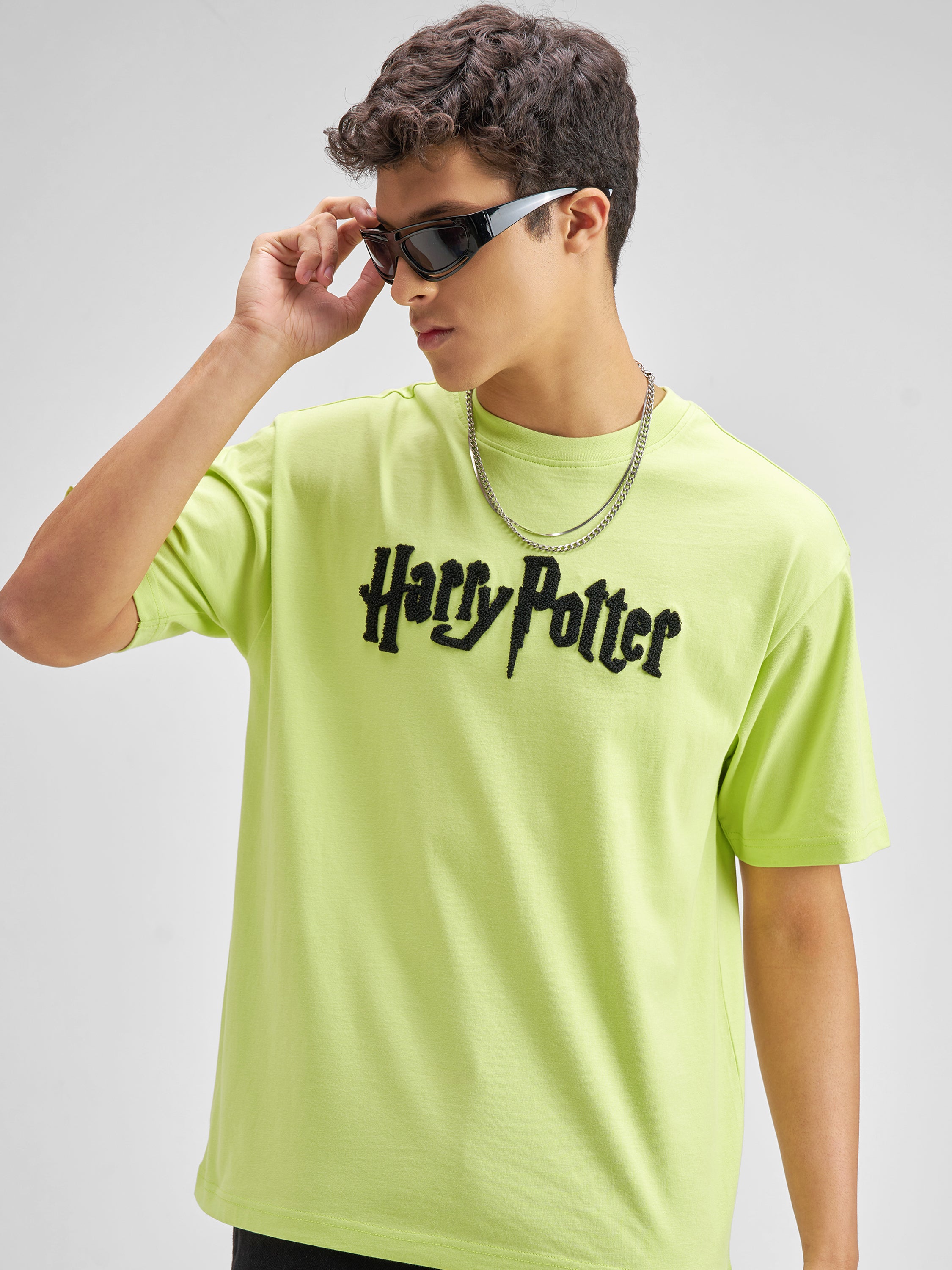 WB By Highlander Men Green Harry Potter Embroidered Round Neck T-Shirt - Green - Image 3
