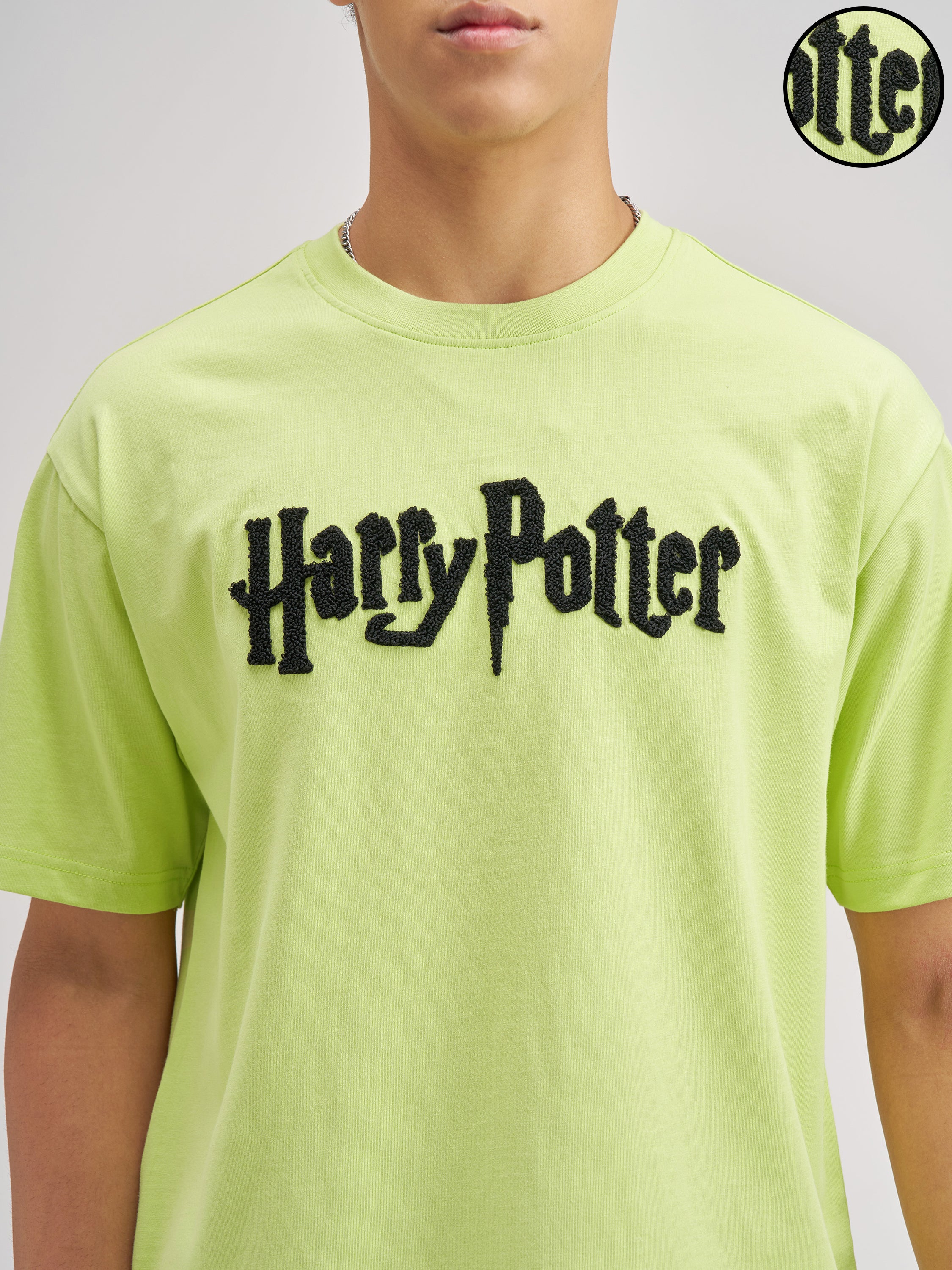 WB By Highlander Men Green Harry Potter Embroidered Round Neck T-Shirt - Green - Image 5