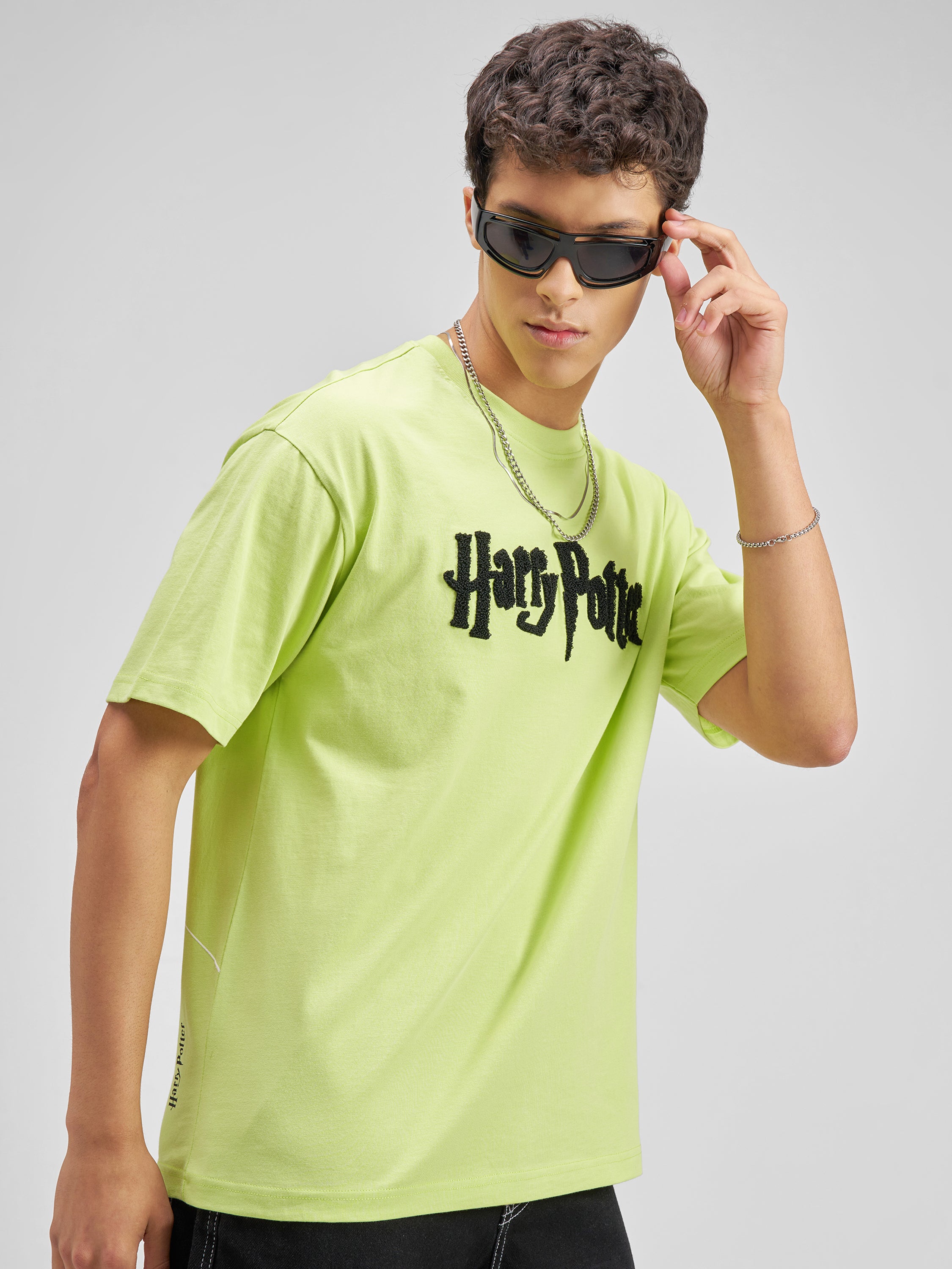 WB By Highlander Men Green Harry Potter Embroidered Round Neck T-Shirt - Green - Image 6