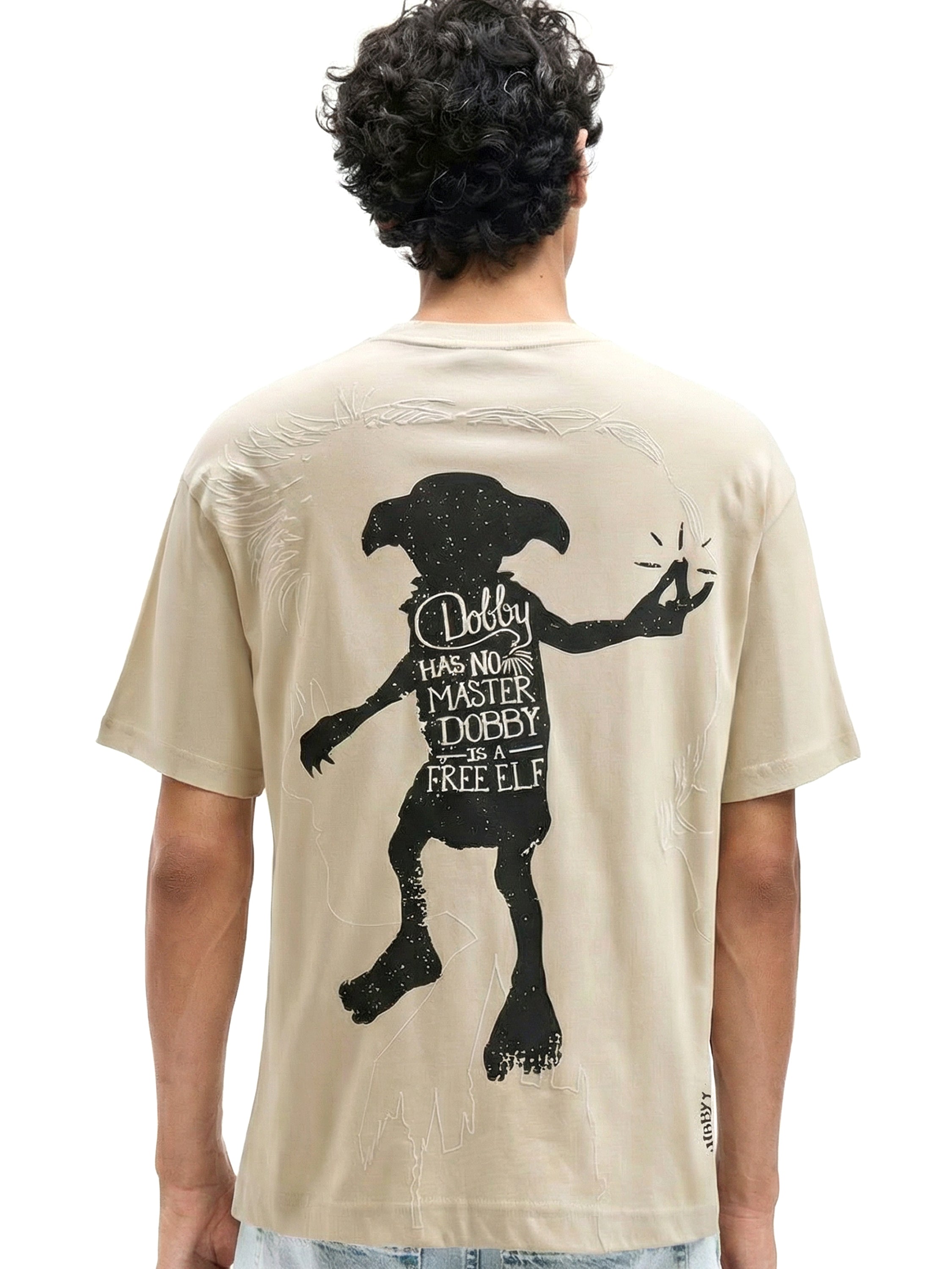 WB By Highlander Men Beige Harry Potter Embroidered Round Neck T-Shirt - Beige - Image 3