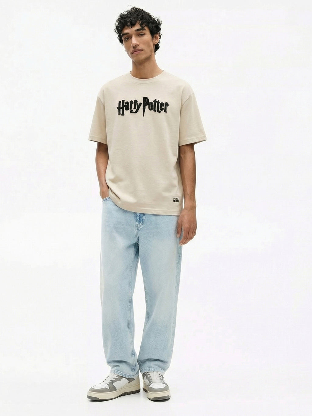 WB By Highlander Men Beige Harry Potter Embroidered Round Neck T-Shirt - Beige - Image 4