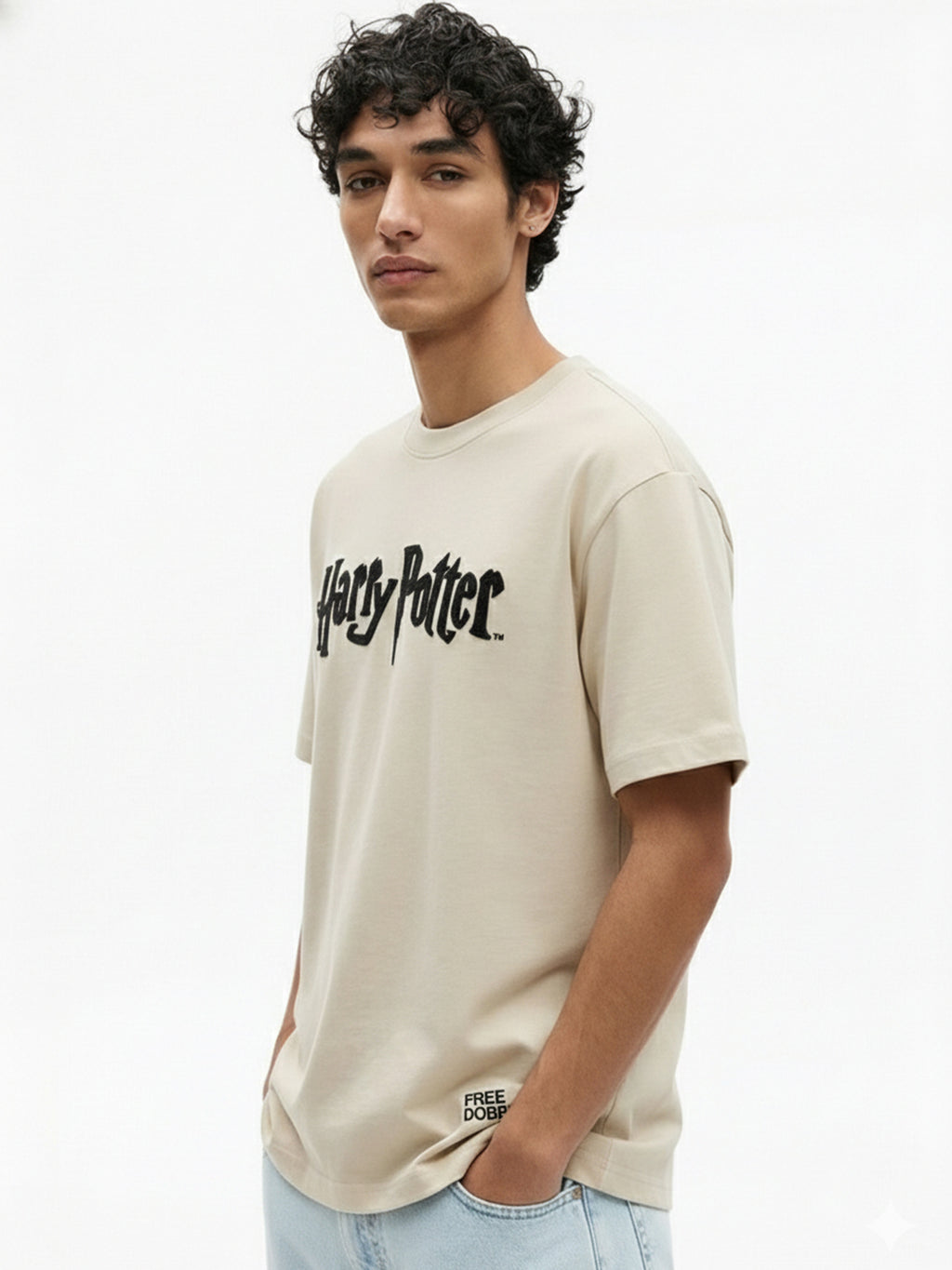 WB By Highlander Men Beige Harry Potter Embroidered Round Neck T-Shirt - Beige - Image 6