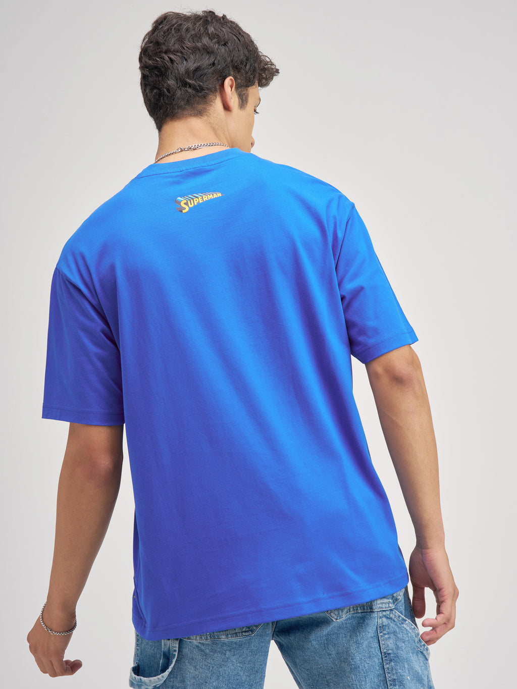 DC By Highlander Men Blue Superman Embroidered Round Neck T-Shirt - Blue - Image 3