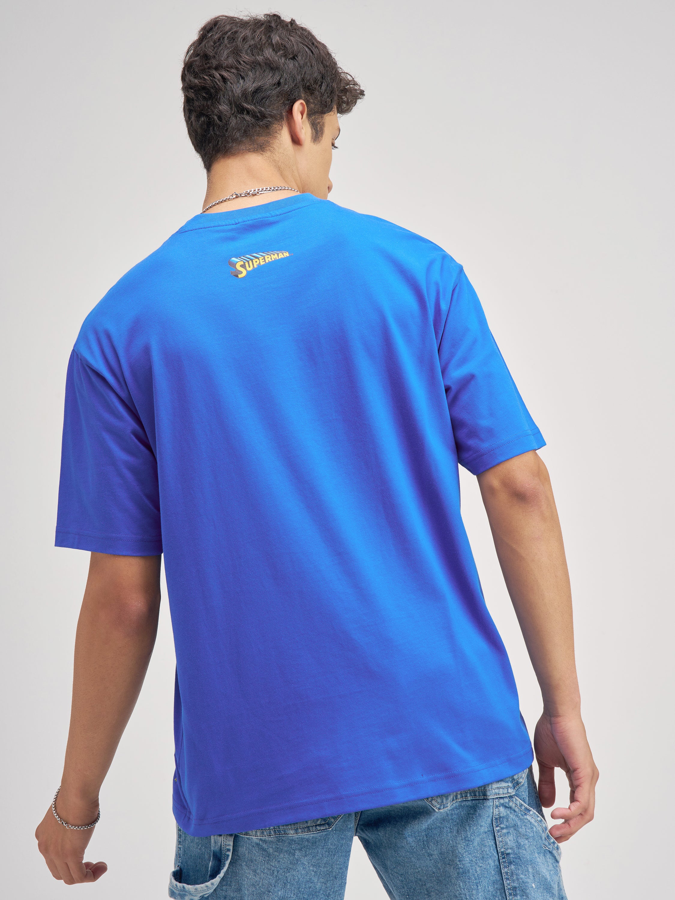 DC By Highlander Men Blue Superman Embroidered Round Neck T-Shirt - Blue - Image 3