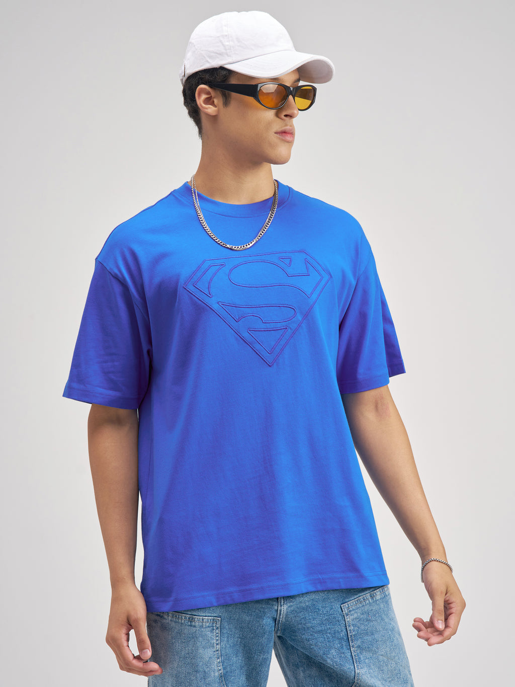 DC By Highlander Men Blue Superman Embroidered Round Neck T-Shirt - Blue - Image 6