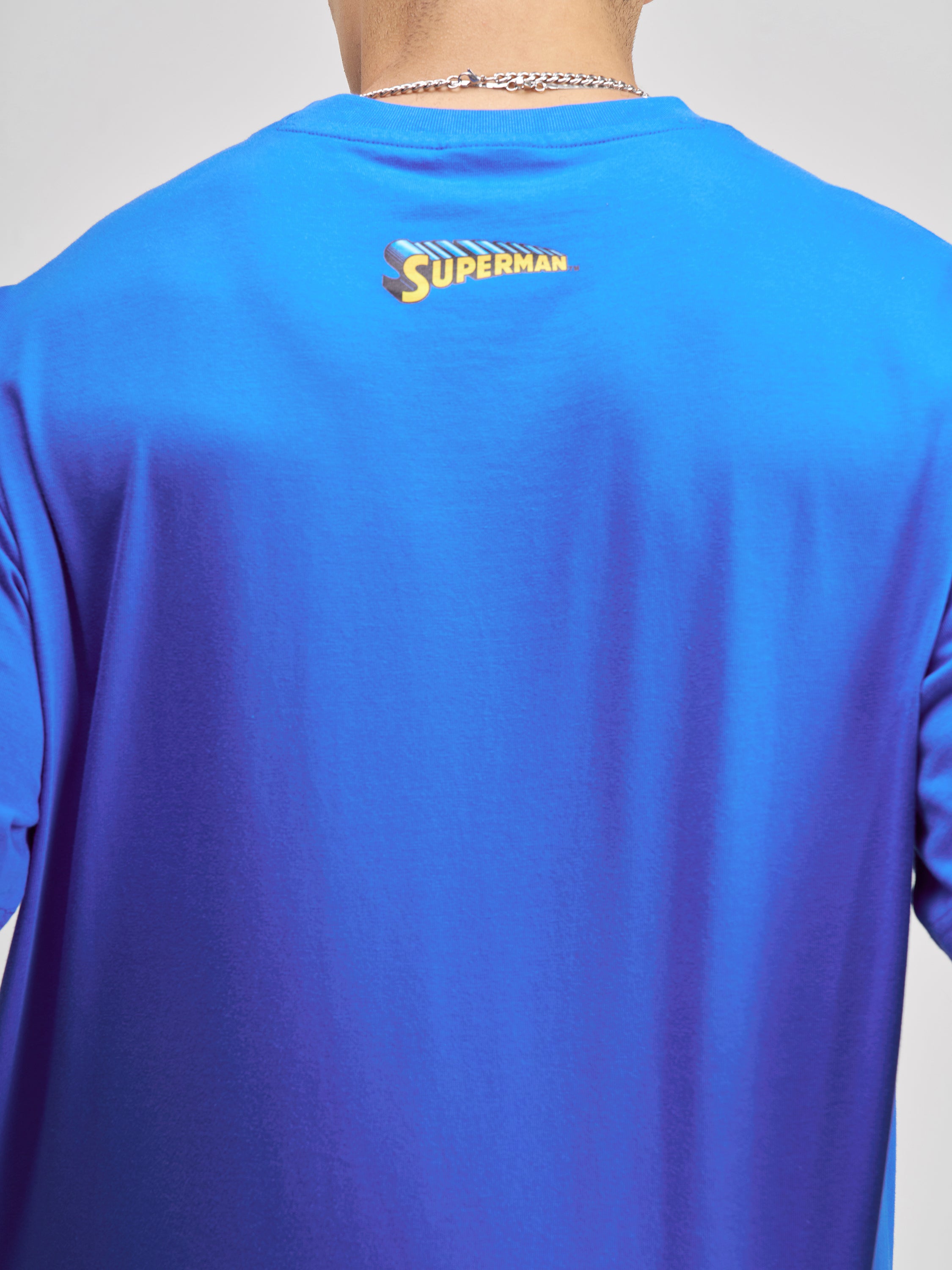 DC By Highlander Men Blue Superman Embroidered Round Neck T-Shirt - Blue - Image 7