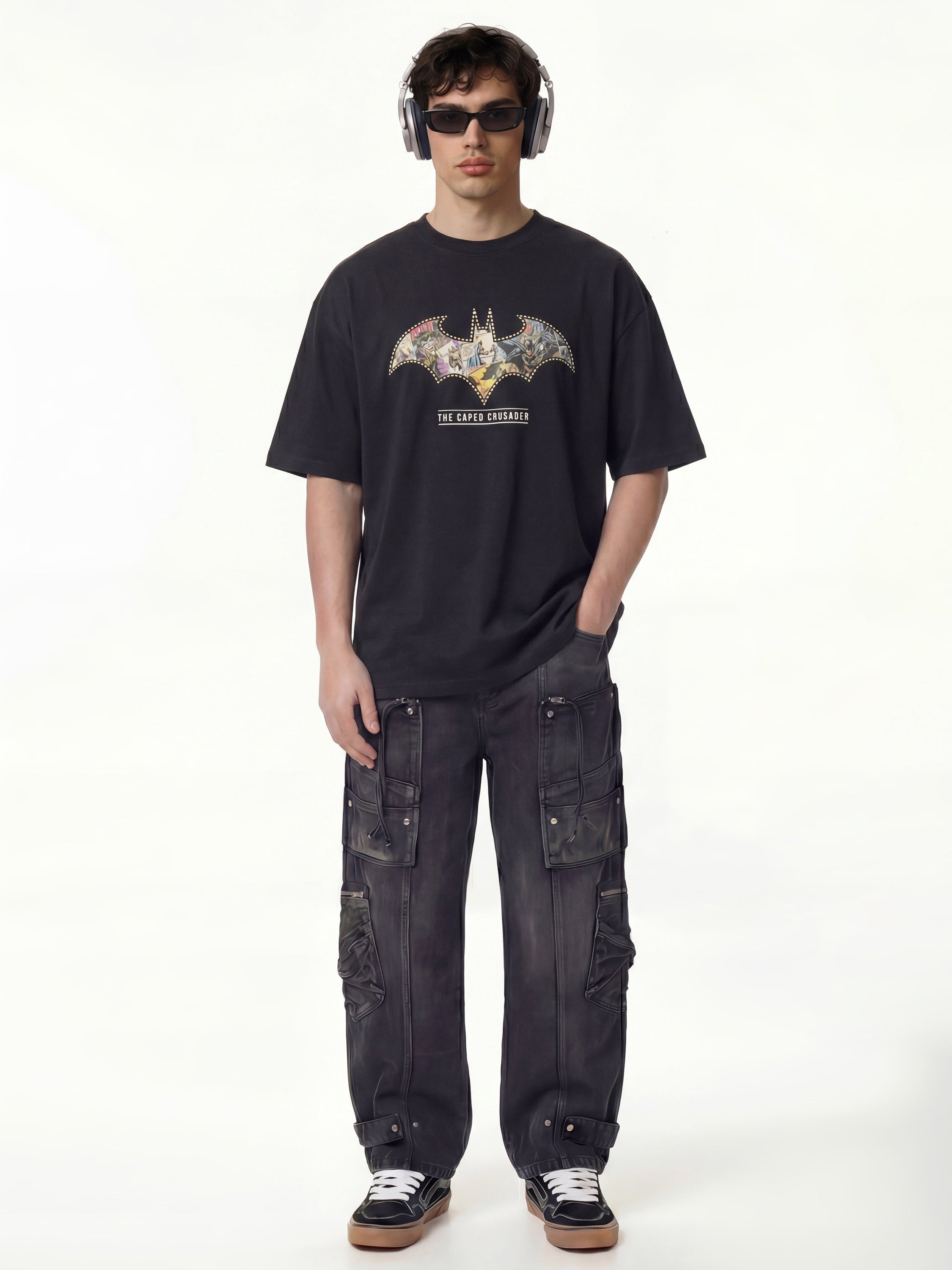 DC By Highlander Men Black Batman Printed Round Neck T-Shirt - Black - Image 4