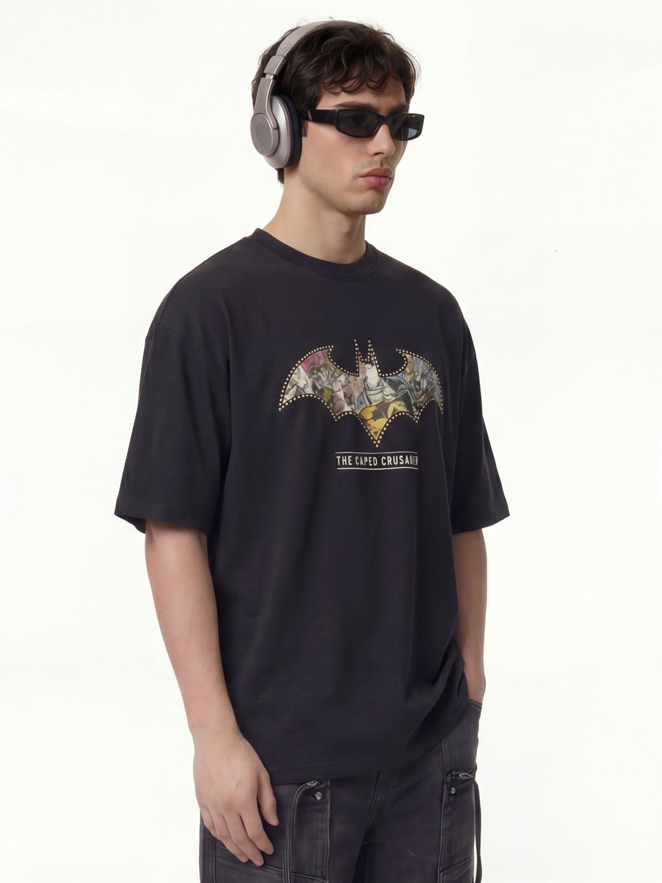 DC By Highlander Men Black Batman Printed Round Neck T-Shirt - Black - Image 7