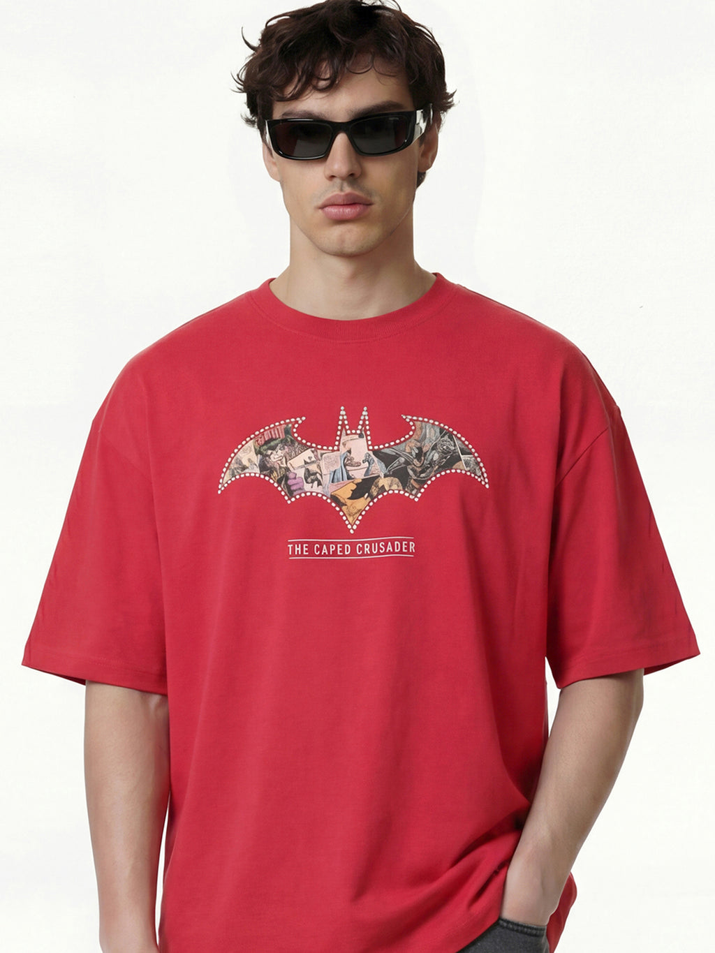 DC By Highlander Men Red Batman Printed Round Neck T-Shirt - Red - Image 3