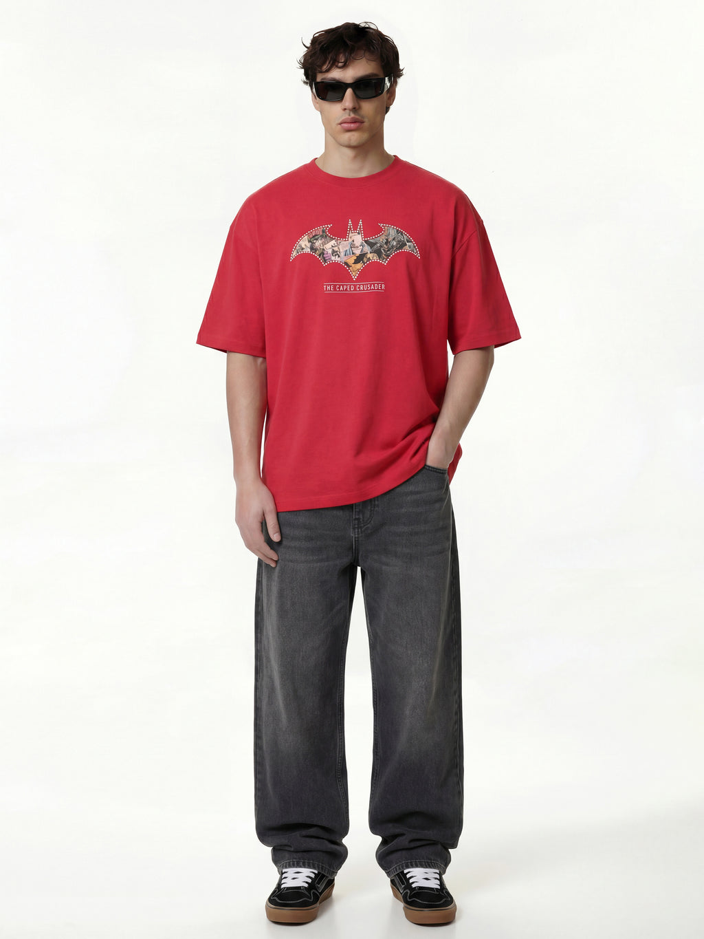 DC By Highlander Men Red Batman Printed Round Neck T-Shirt - Red - Image 4