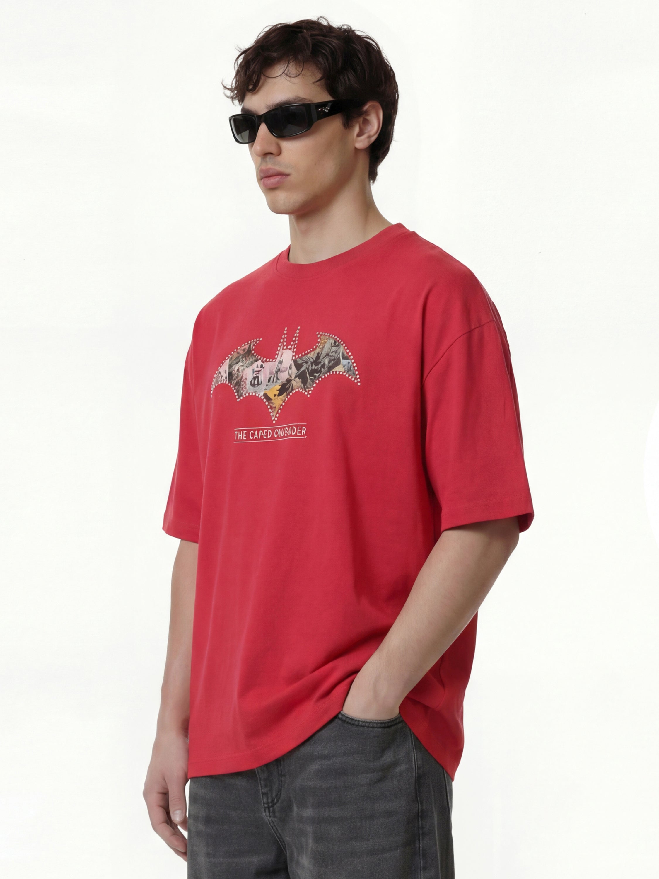 DC By Highlander Men Red Batman Printed Round Neck T-Shirt - Red - Image 6