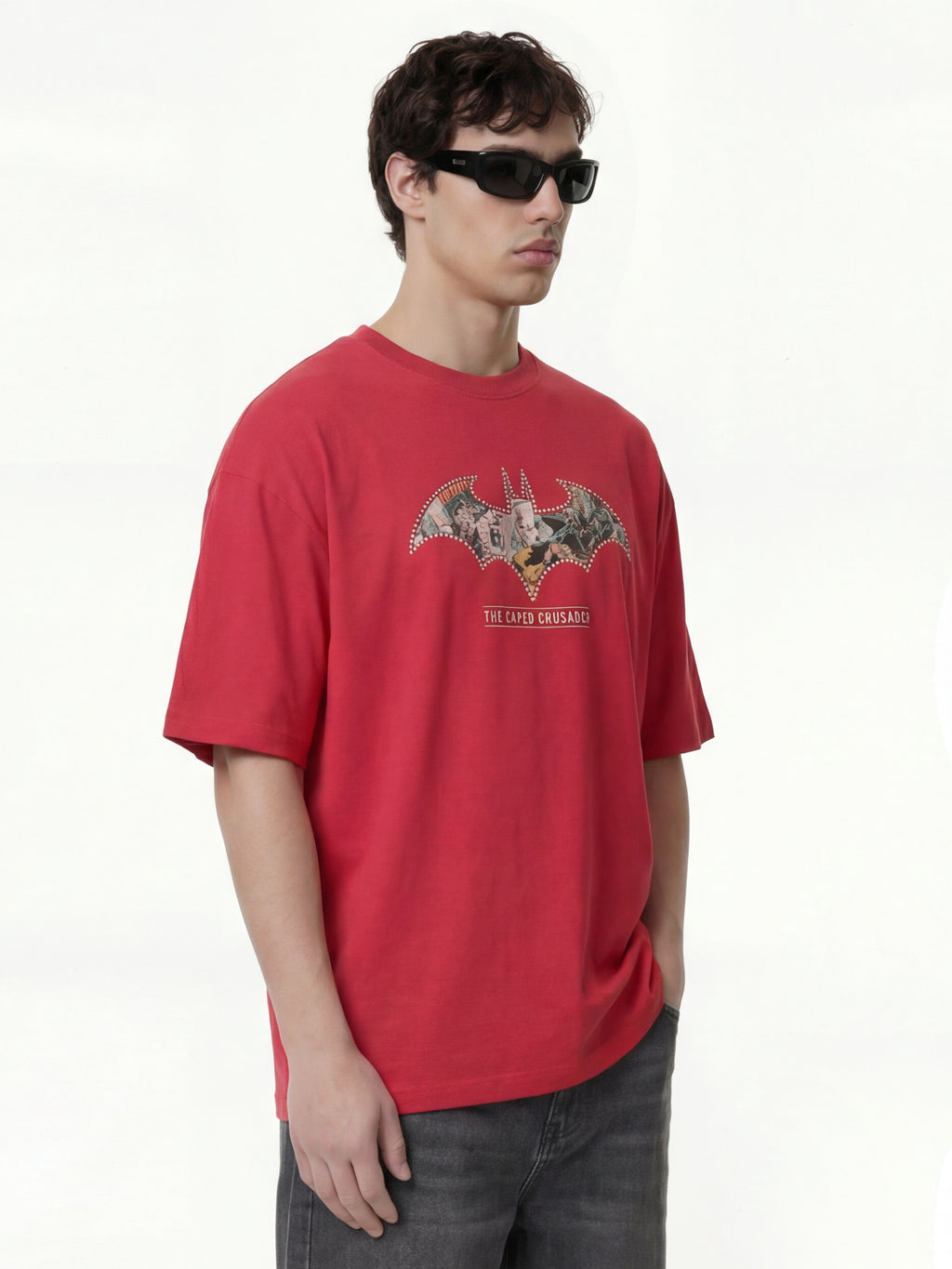 DC By Highlander Men Red Batman Printed Round Neck T-Shirt - Red - Image 7