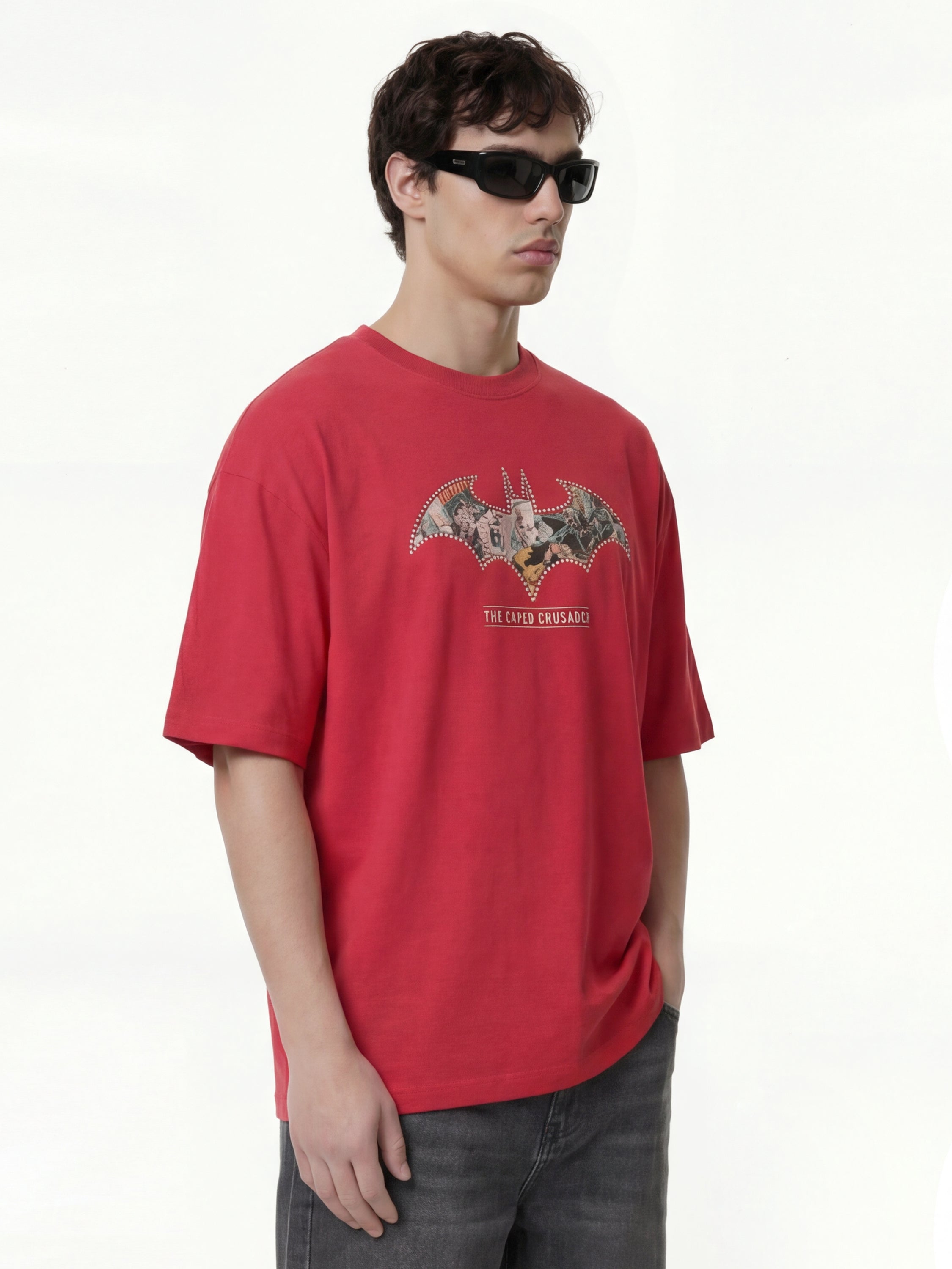 DC By Highlander Men Red Batman Printed Round Neck T-Shirt - Red - Image 7