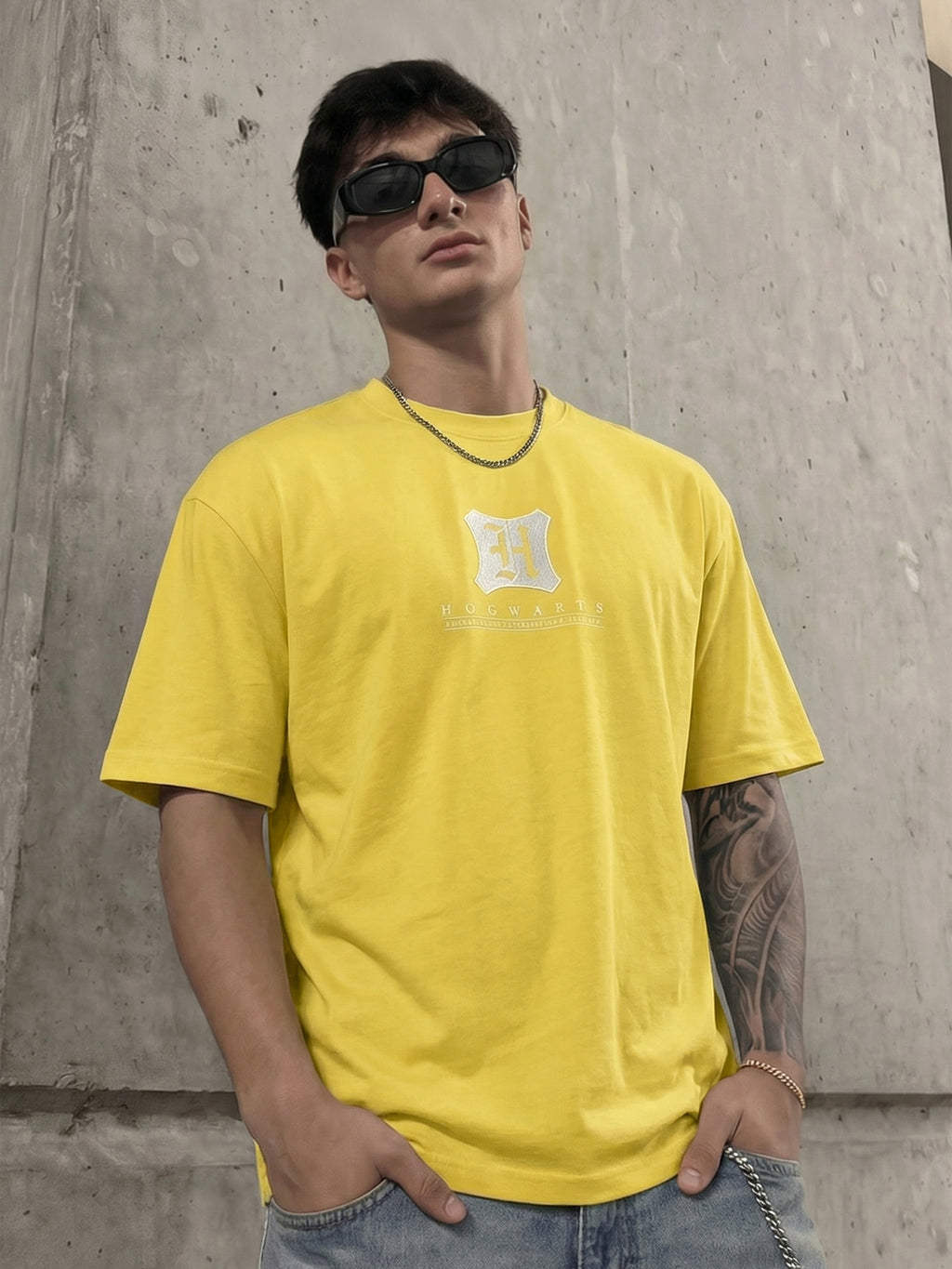 WB By Highlander Men Yellow Harry Potter Printed Round Neck T-Shirt - Yellow - Image 4