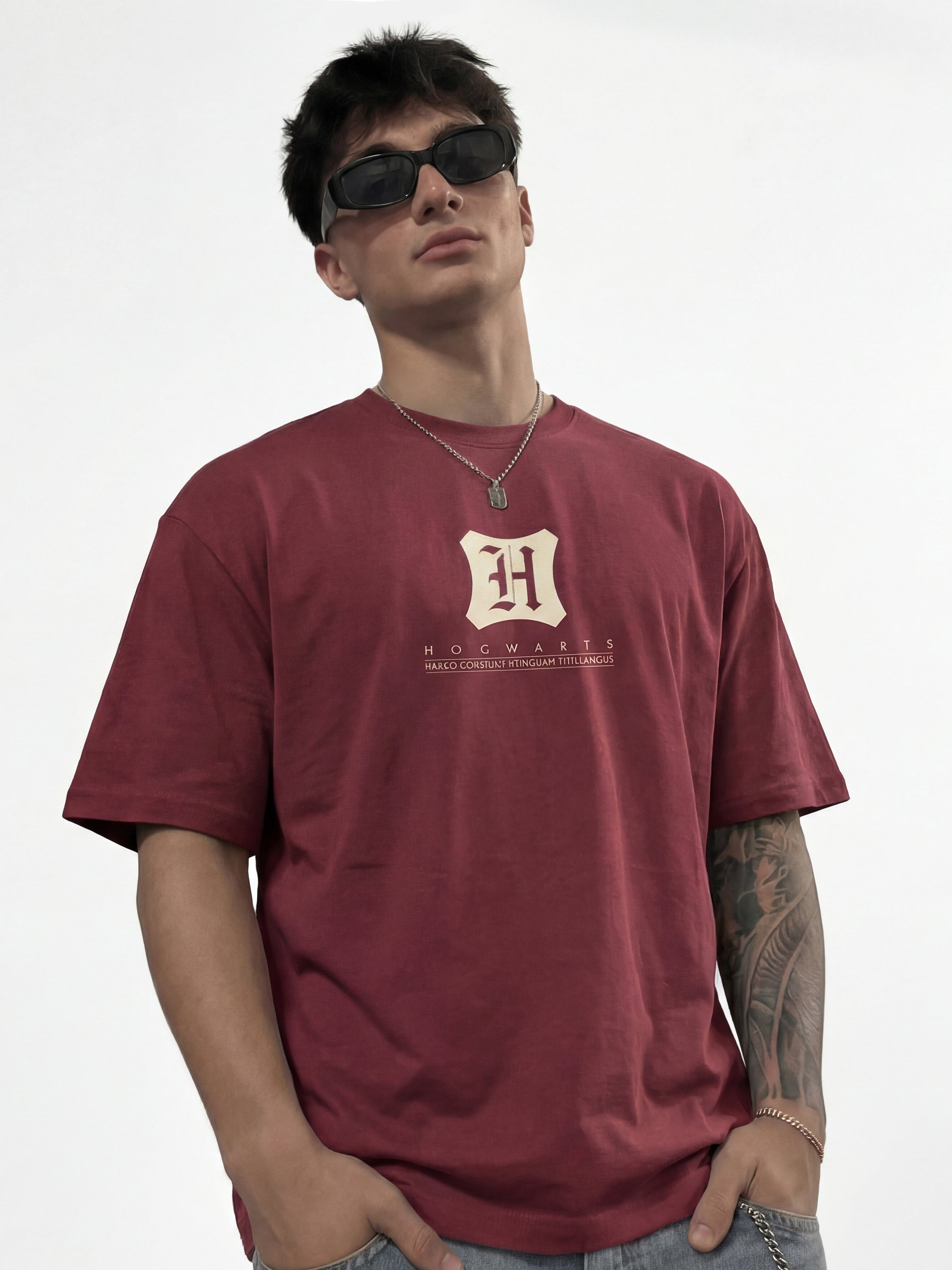 WB By Highlander Men Maroon Harry Potter Harry Potter Harry Potter Harry Potter Printed Round Neck T-Shirt - Maroon - Image 5