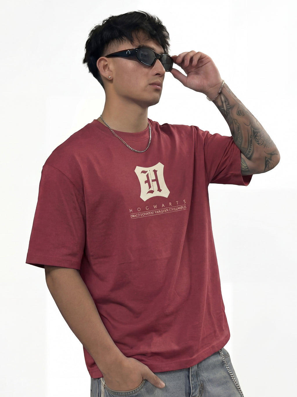 WB By Highlander Men Maroon Harry Potter Harry Potter Harry Potter Harry Potter Printed Round Neck T-Shirt - Maroon - Image 8