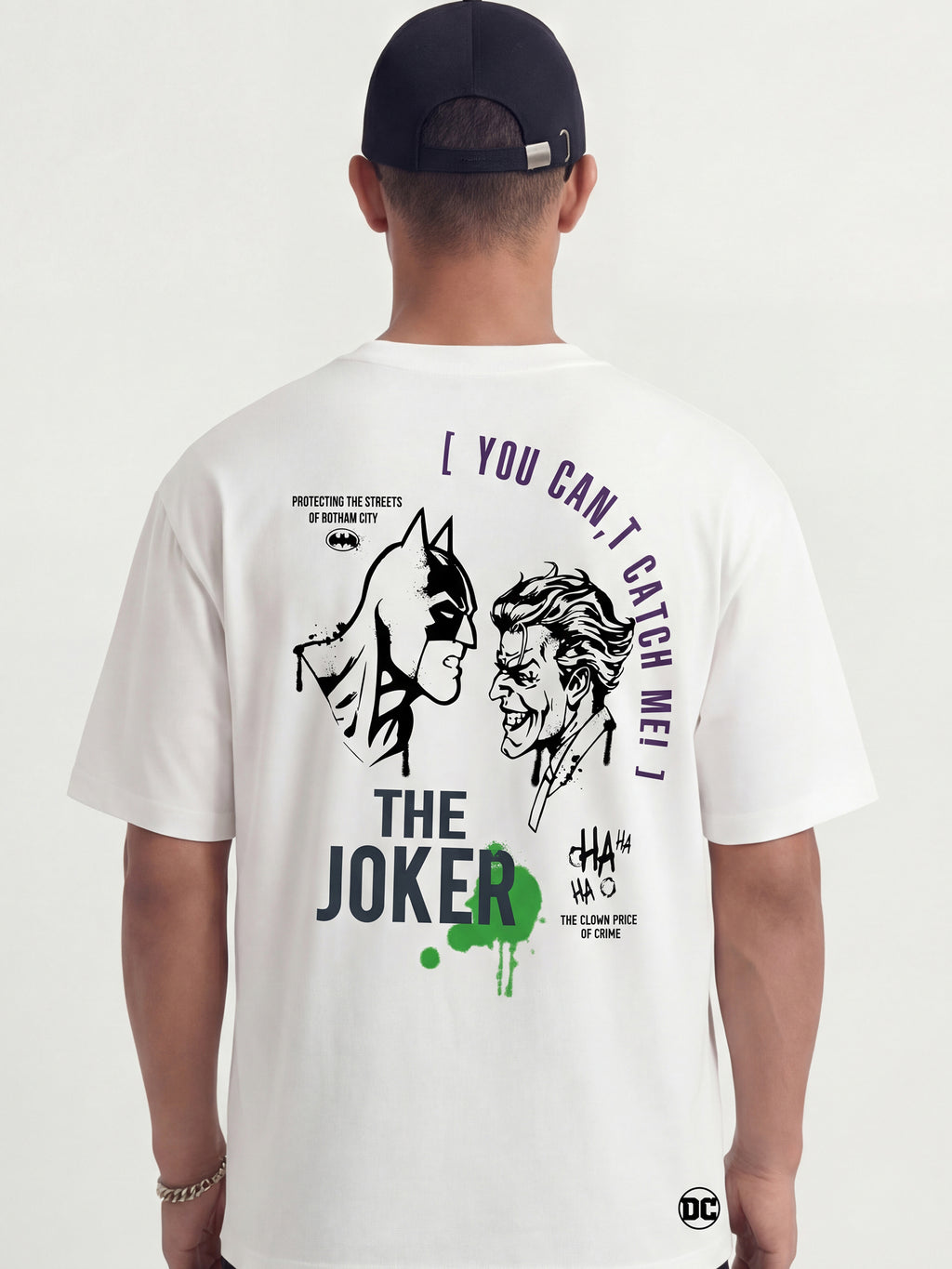 DC By Highlander Men White Joker Printed Round Neck T-Shirt - White - Image 4