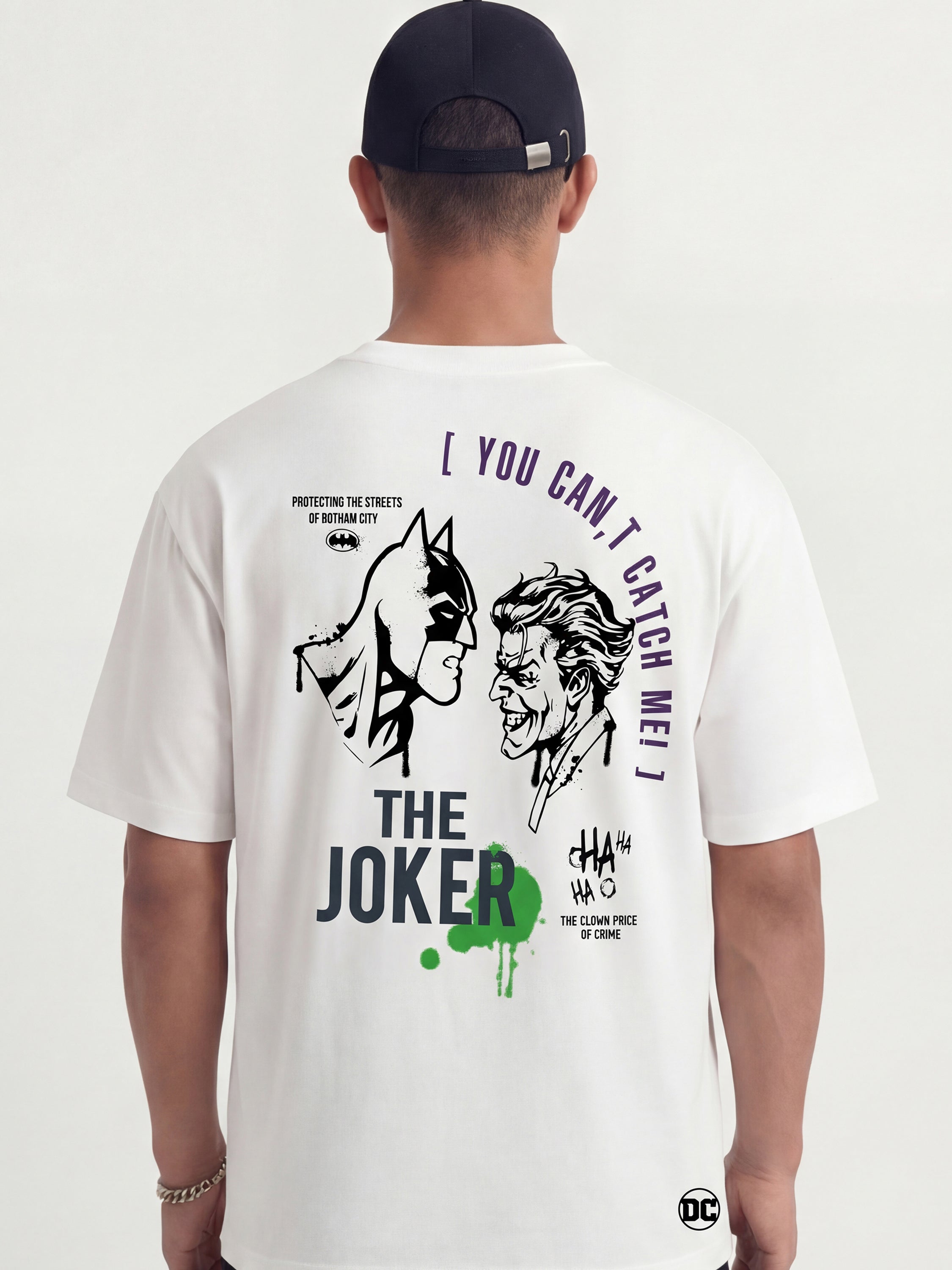 DC By Highlander Men White Joker Printed Round Neck T-Shirt - White - Image 4
