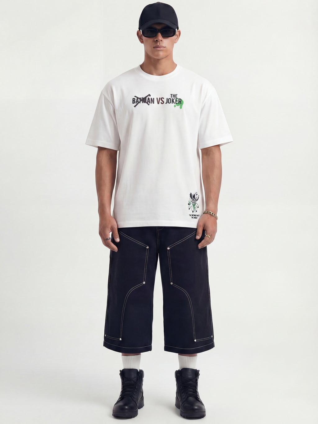 DC By Highlander Men White Joker Printed Round Neck T-Shirt - White - Image 5