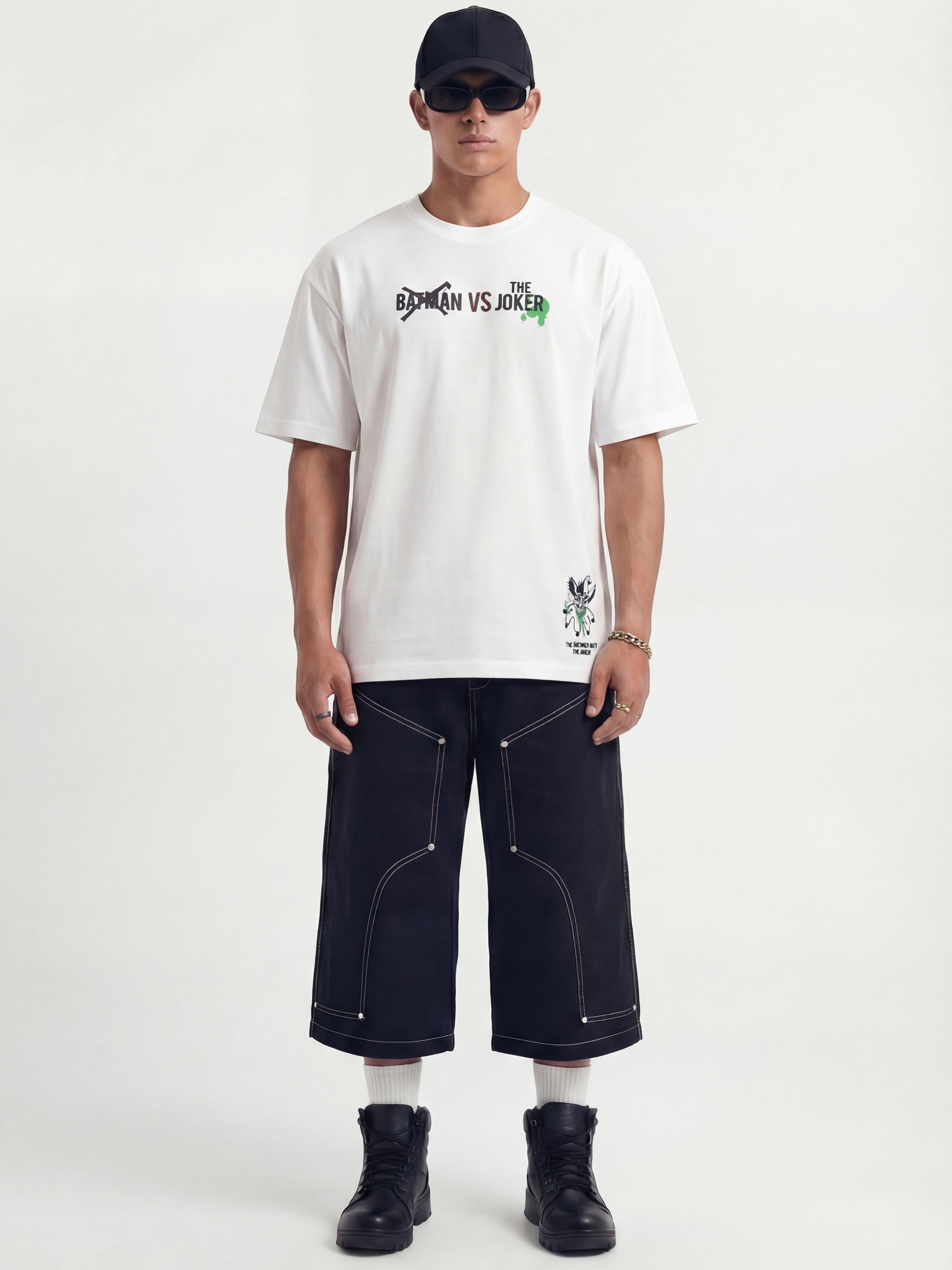 DC By Highlander Men White Joker Printed Round Neck T-Shirt - White - Image 5
