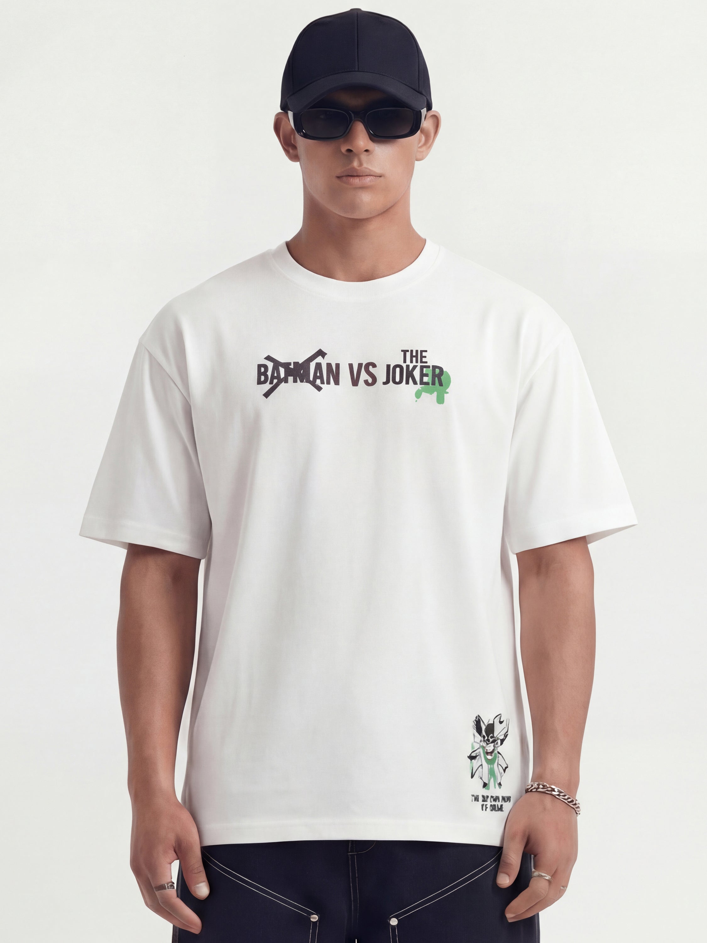 DC By Highlander Men White Joker Printed Round Neck T-Shirt - White - Image 6