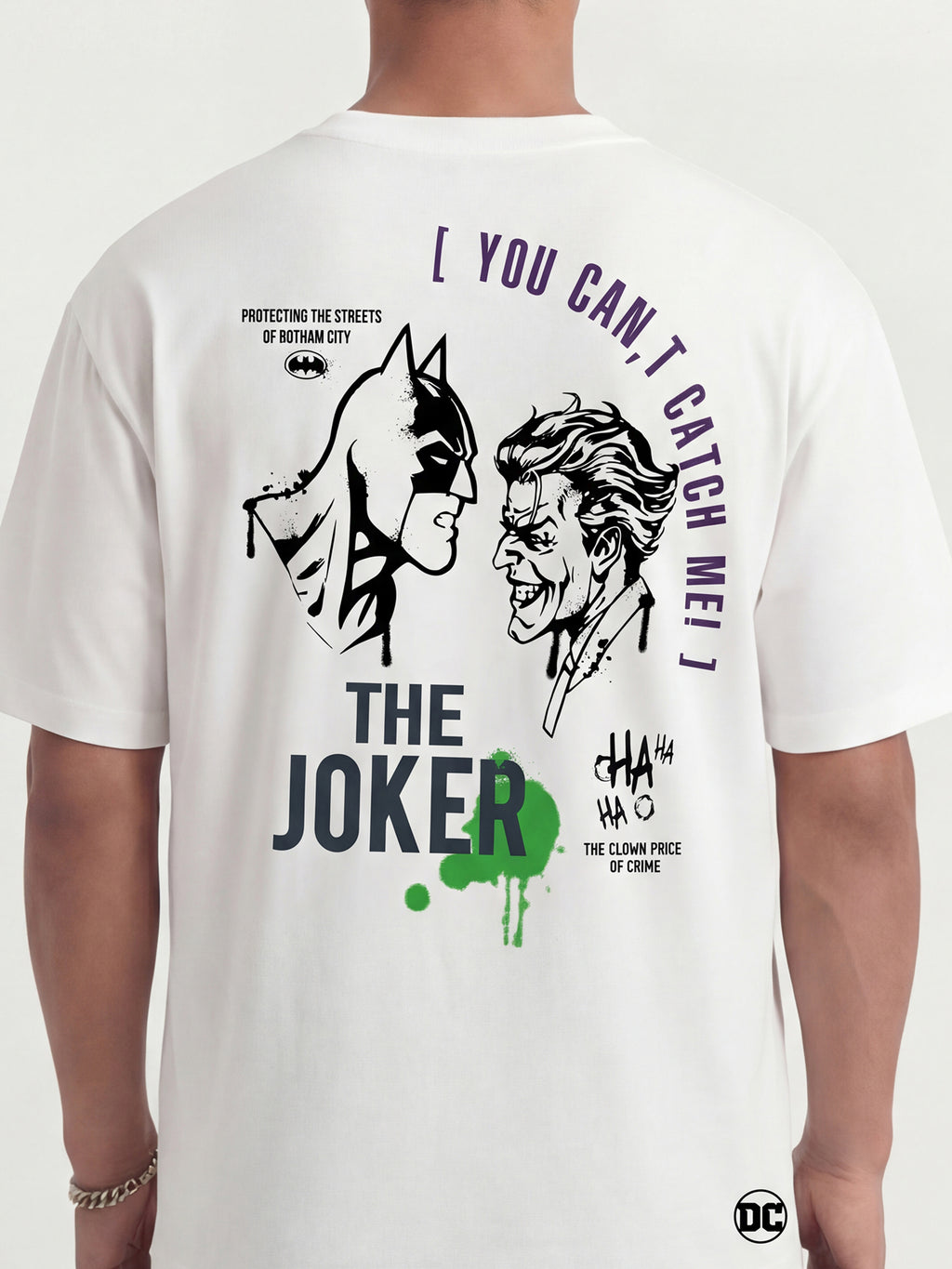 DC By Highlander Men White Joker Printed Round Neck T-Shirt - White - Image 7