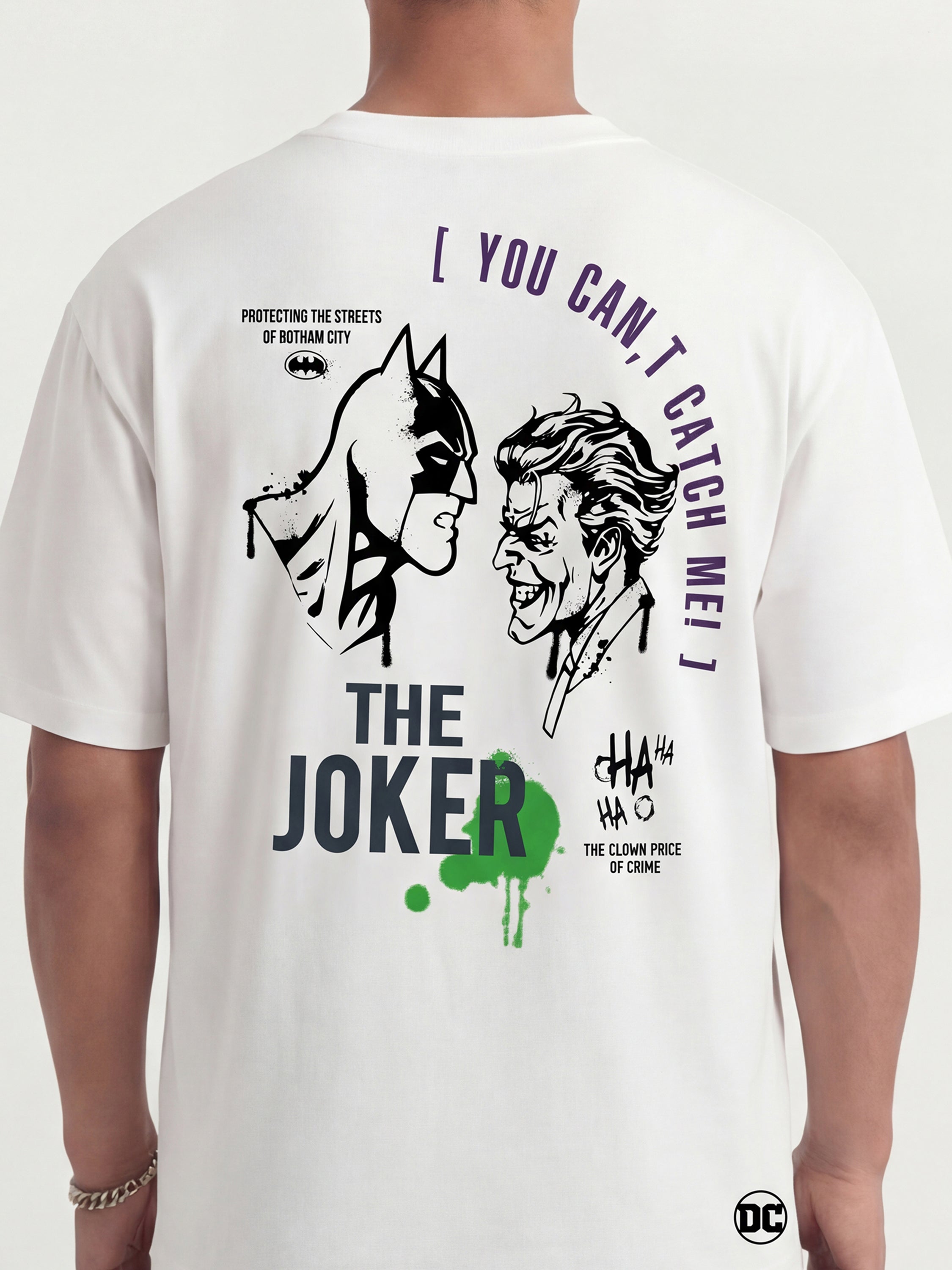 DC By Highlander Men White Joker Printed Round Neck T-Shirt - White - Image 7