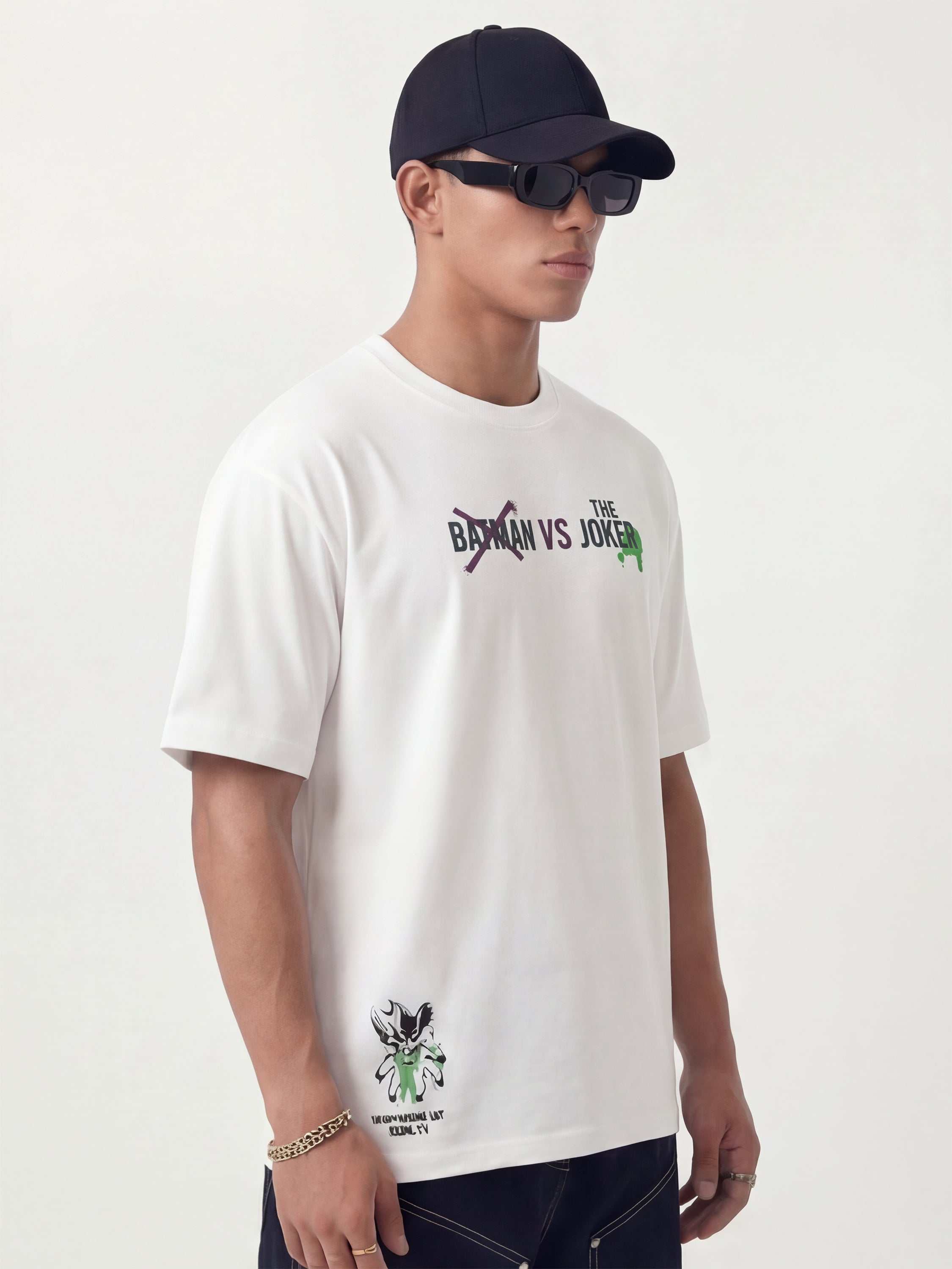 DC By Highlander Men White Joker Printed Round Neck T-Shirt - White - Image 8