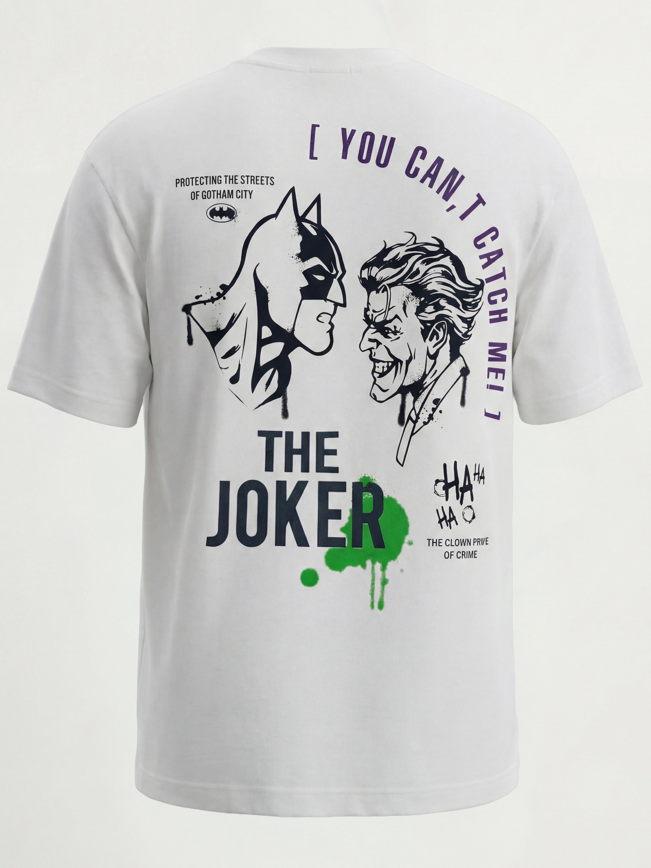 DC By Highlander Men White Joker Printed Round Neck T-Shirt - White - Image 9