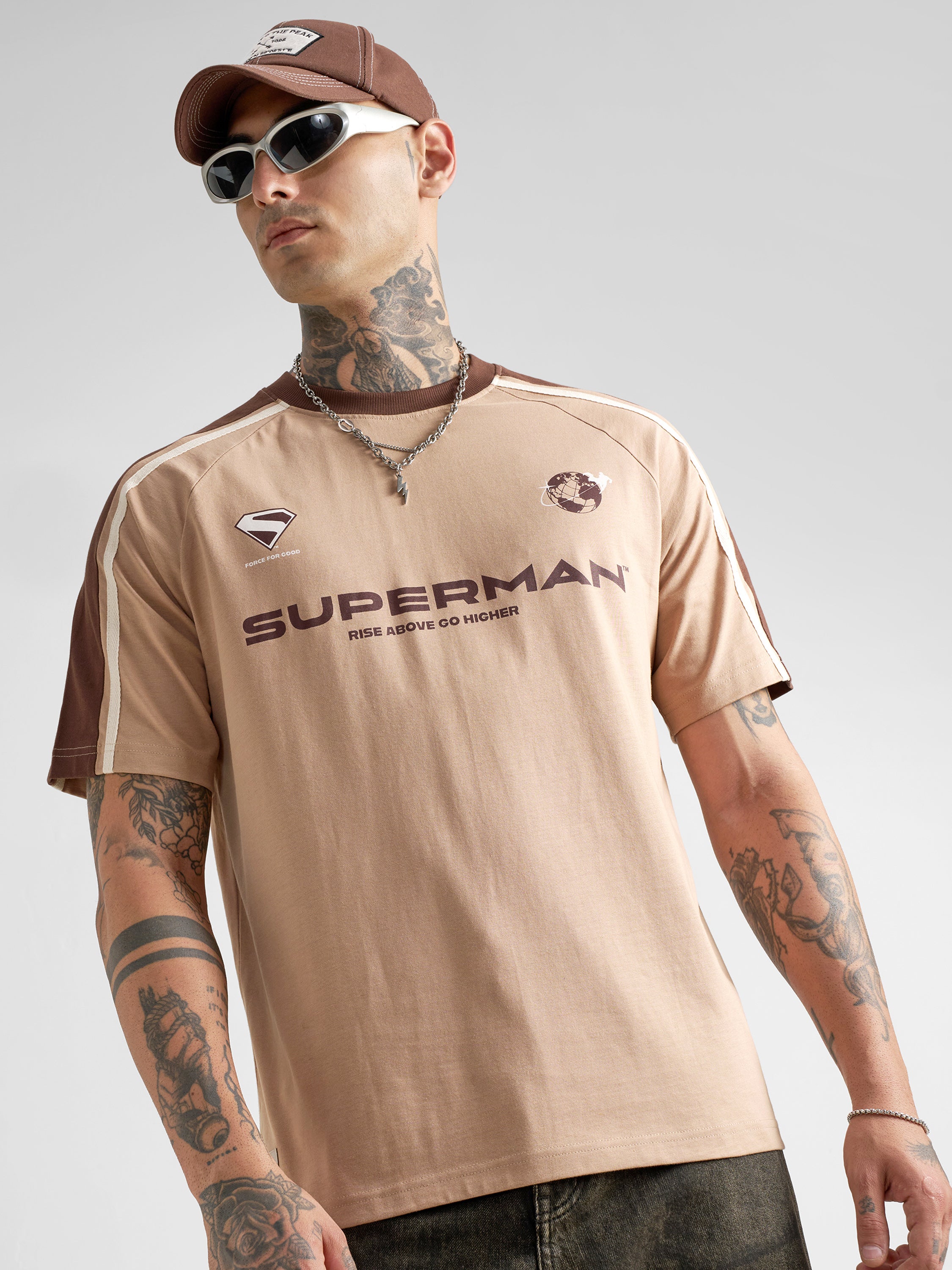 DC By Highlander Men Peach Superman Printed Round Neck T-Shirt - Peach - Image 3