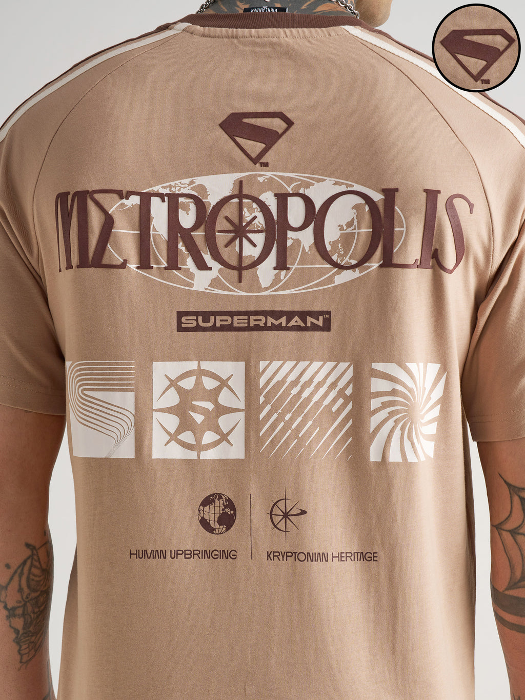 DC By Highlander Men Peach Superman Printed Round Neck T-Shirt - Peach - Image 5