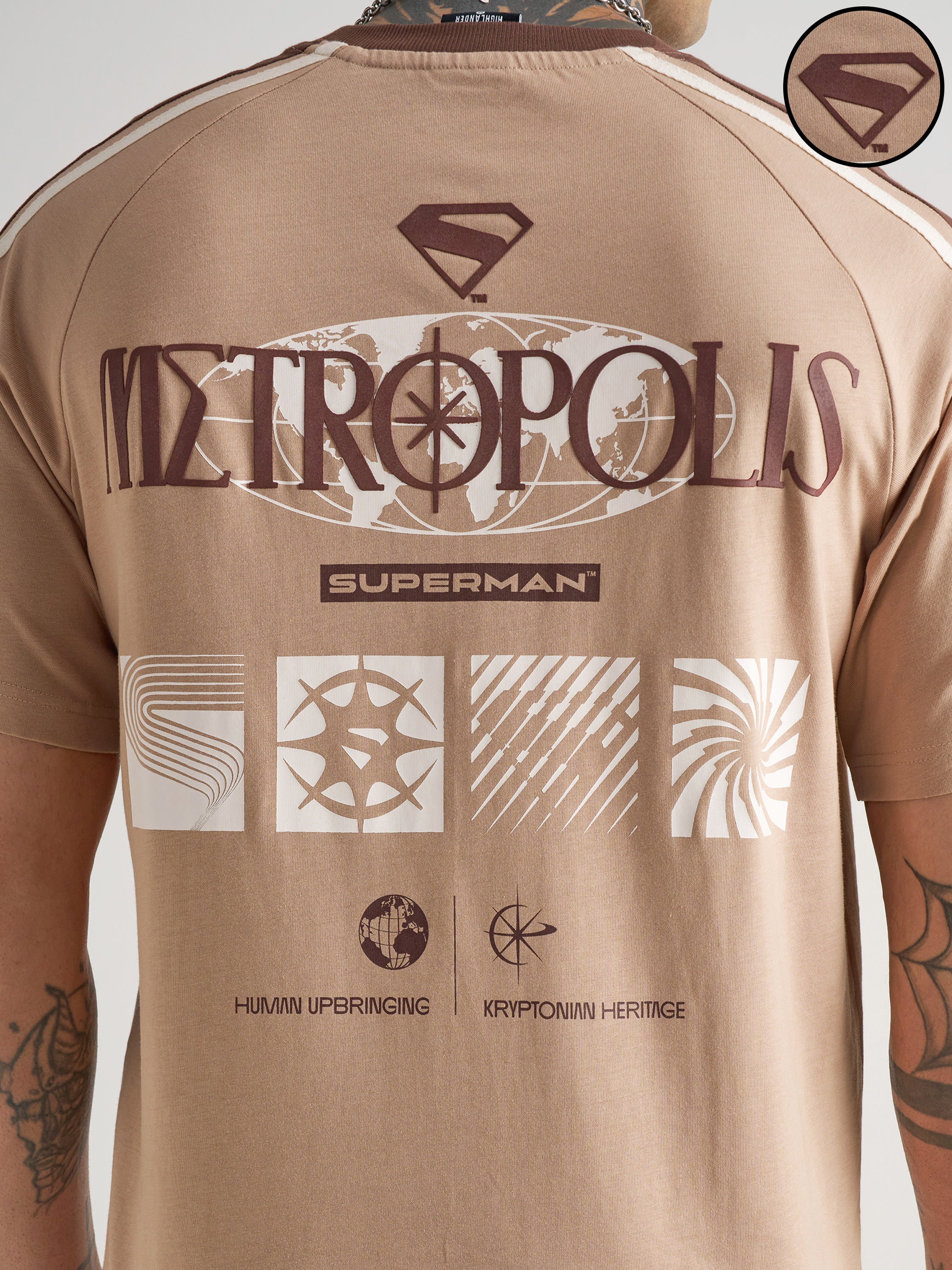 DC By Highlander Men Peach Superman Printed Round Neck T-Shirt - Peach - Image 5