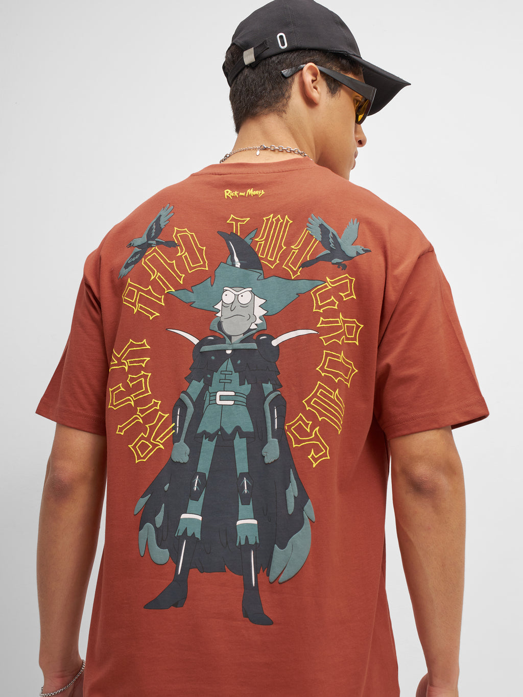 WB By Highlander Men Brown Rick And Morty Printed Round Neck T-Shirt
