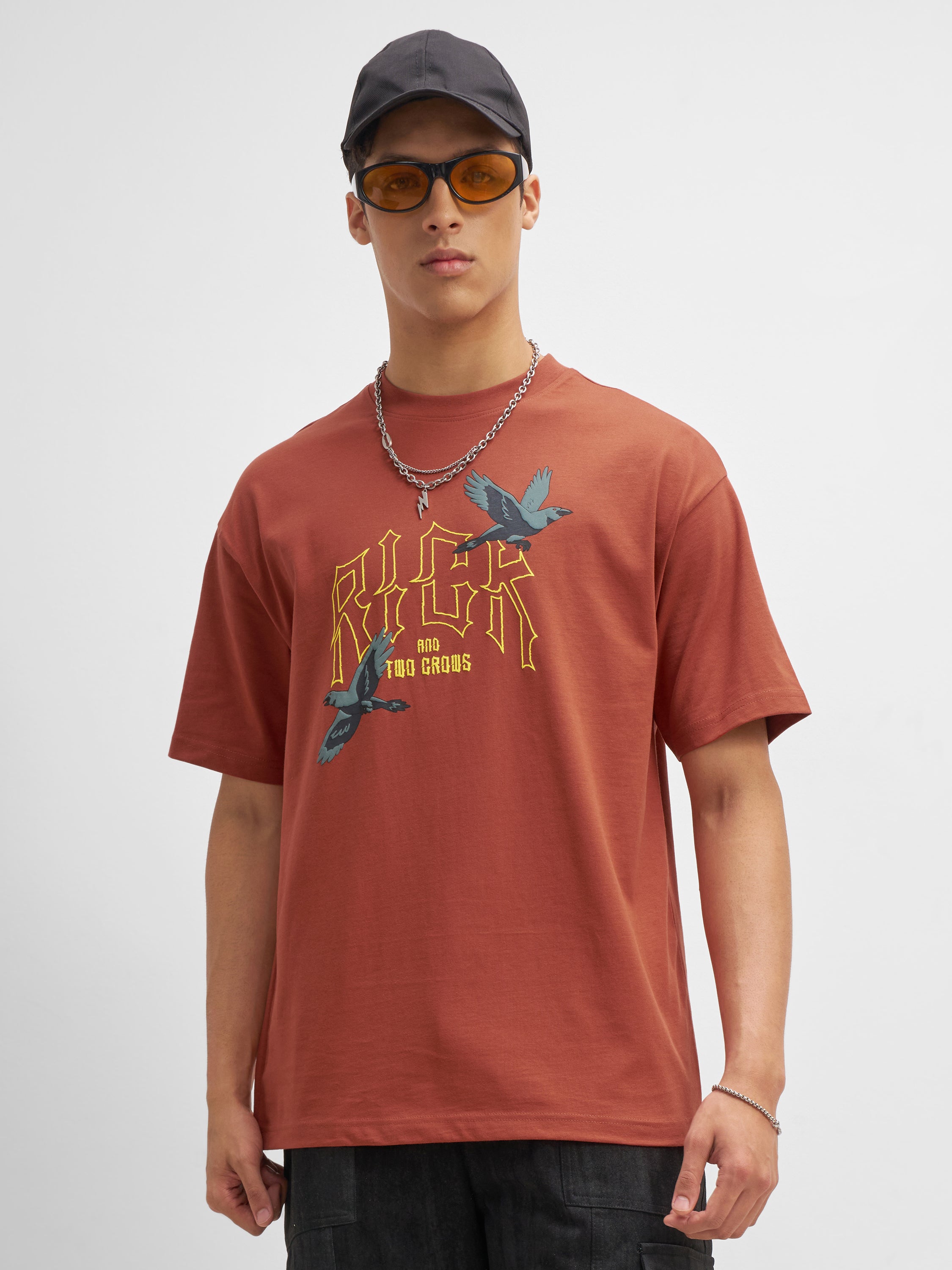 WB By Highlander Men Brown Rick And Morty Printed Round Neck T-Shirt