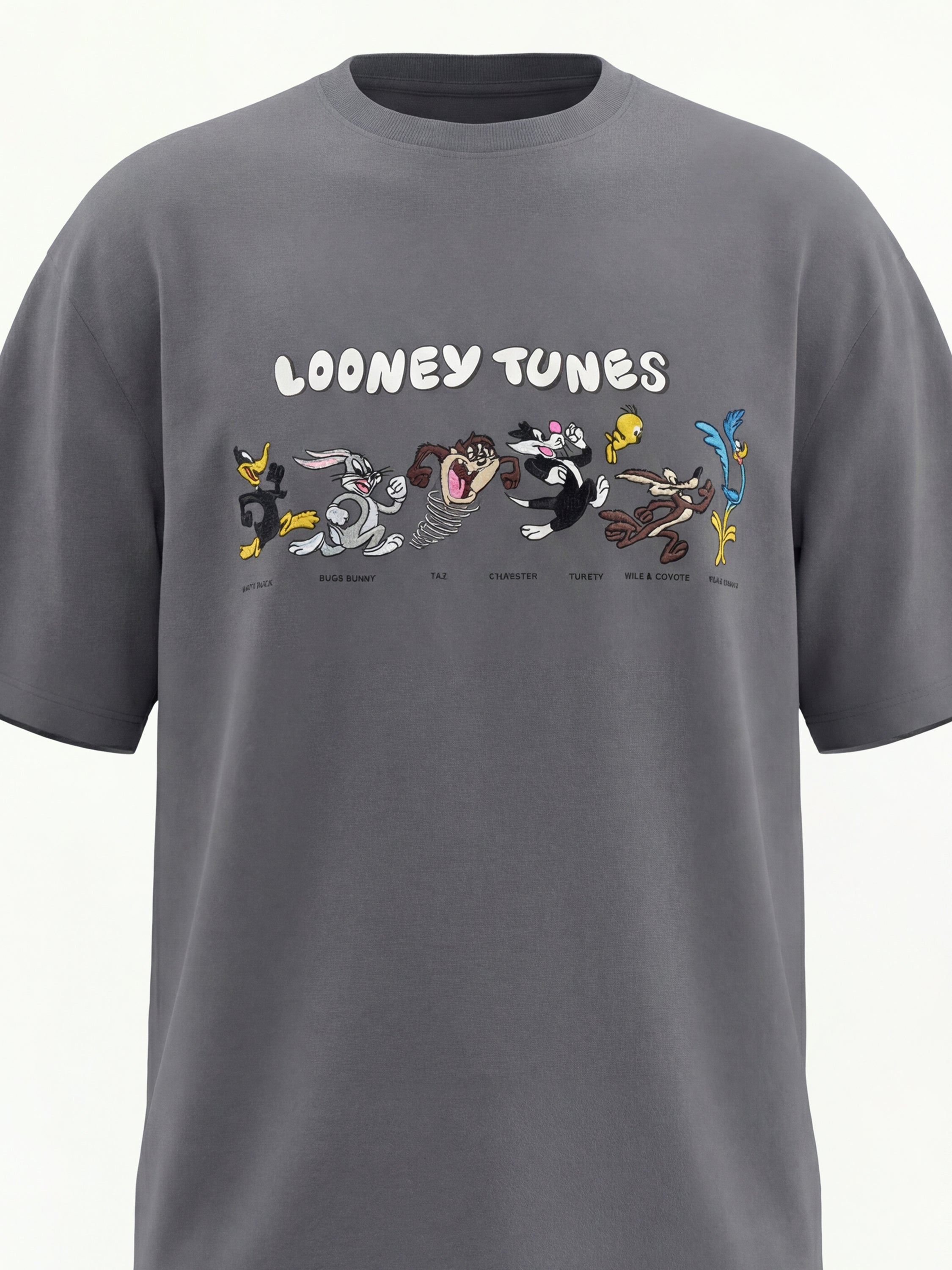 WB By Highlander Men Grey Looney Tunes Printed Round Neck T-Shirt - Grey - Image 1
