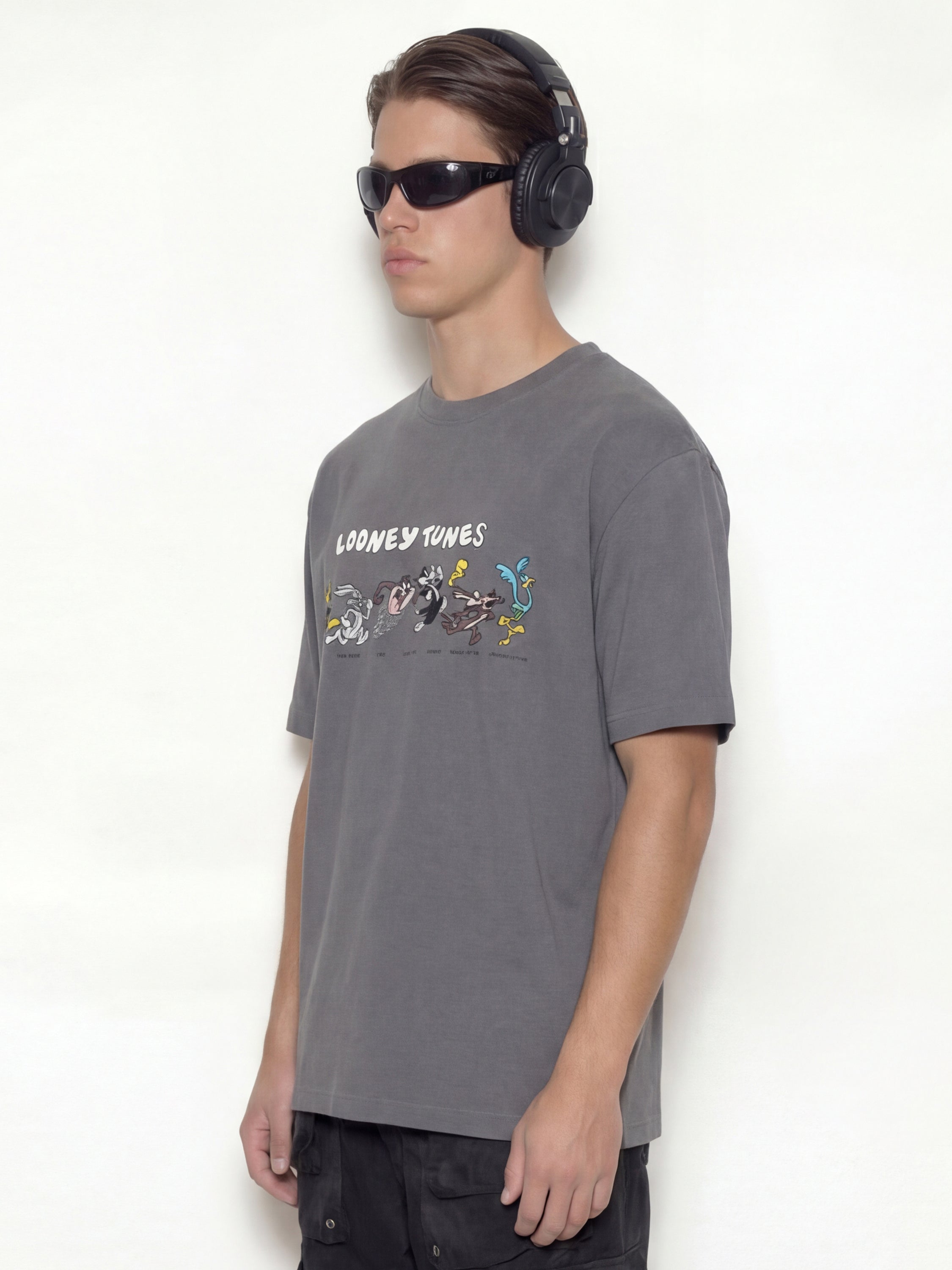 WB By Highlander Men Grey Looney Tunes Printed Round Neck T-Shirt - Grey - Image 6